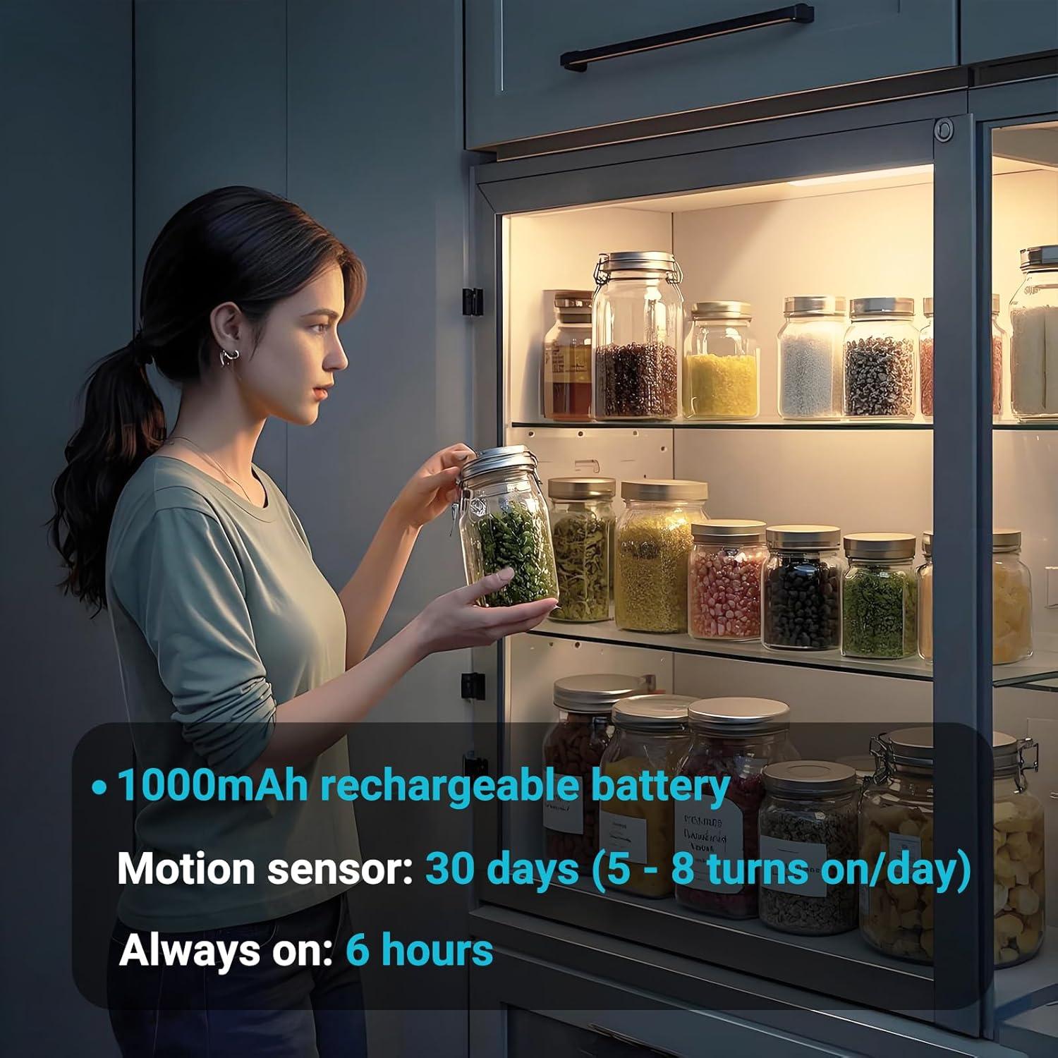 Luces LED Bajo Gabinete Hyrion, Recargables y Dimmables 1000mAh