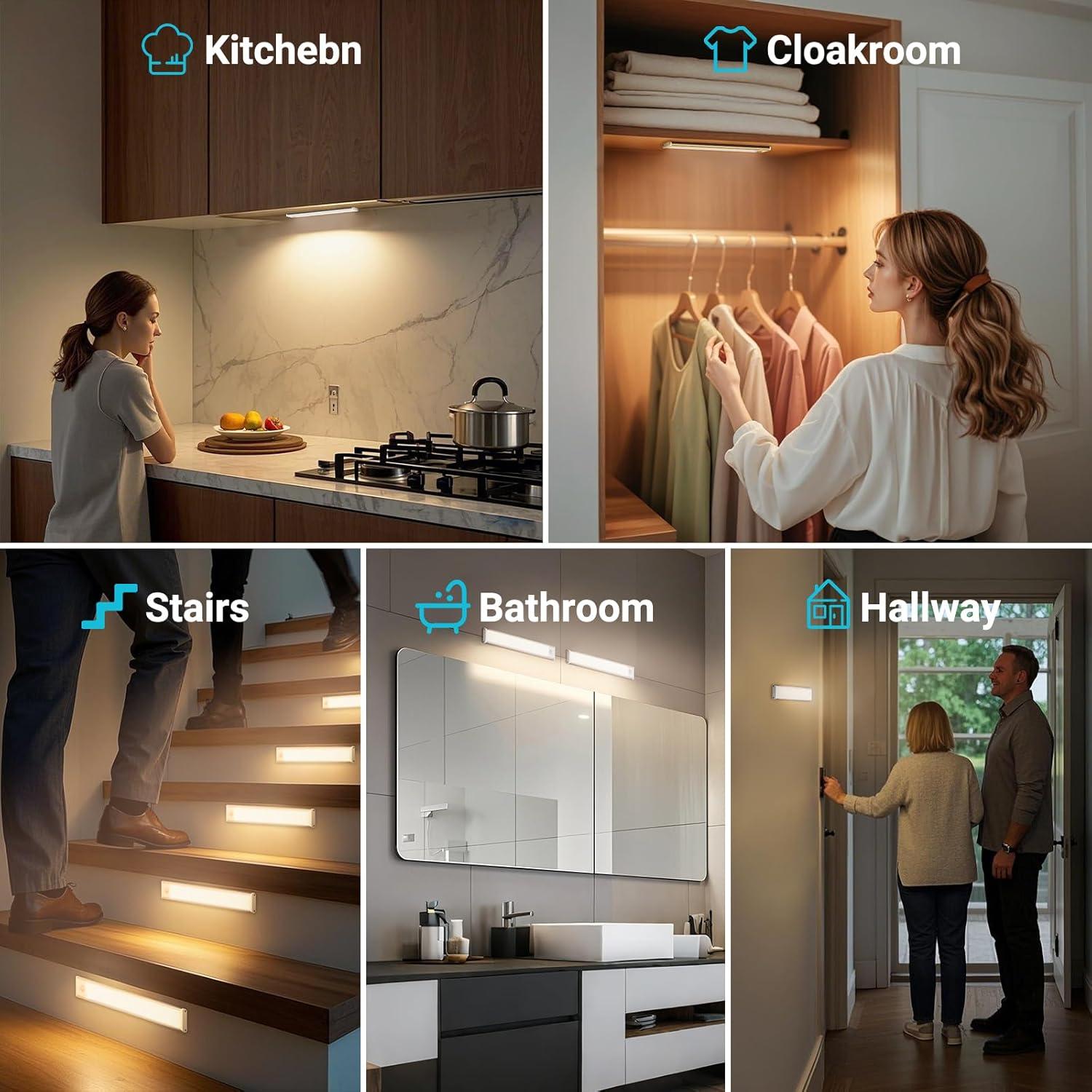 Luces LED Bajo Gabinete Hyrion, Recargables y Dimmables 1000mAh