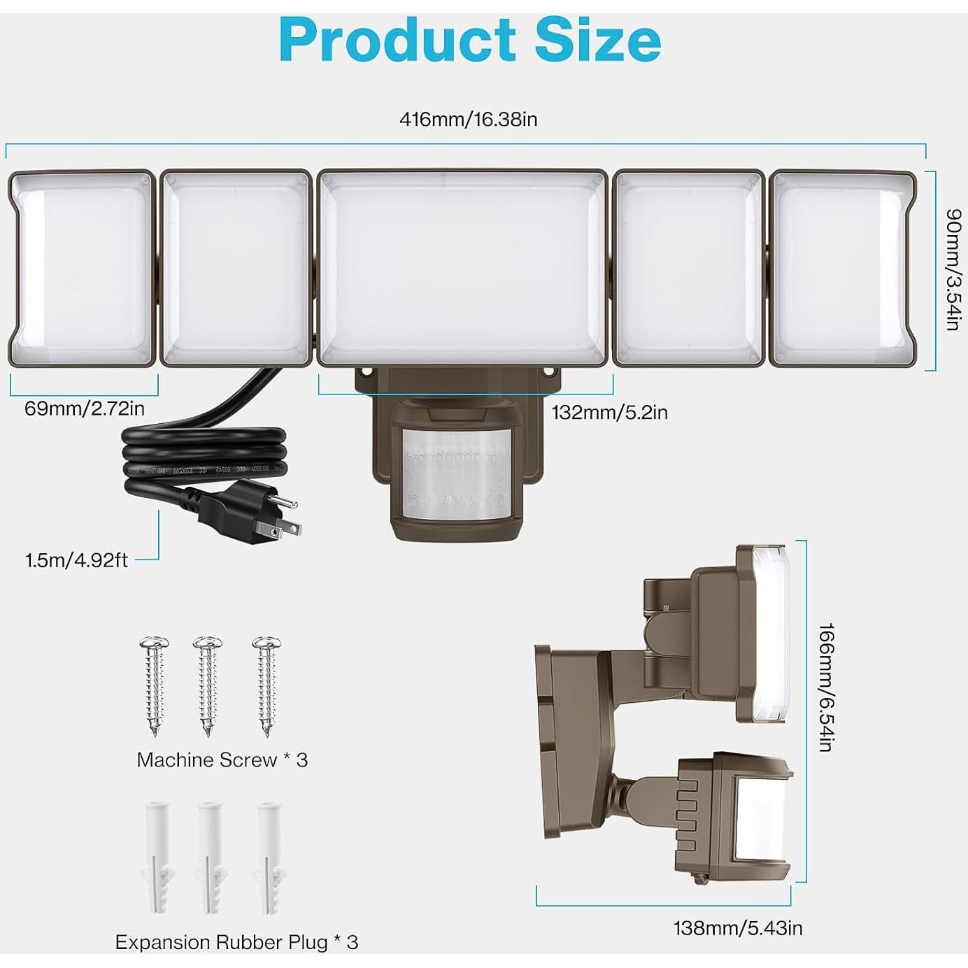 Luz de Inundación LED Olafus 100W con Sensor de Movimiento IP65
