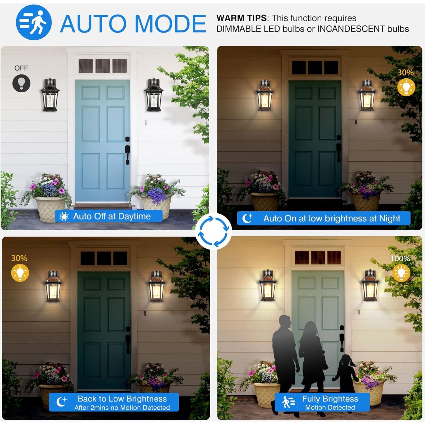 Luces Exteriores VIANIS Negro 2 Paquete con Sensor de Movimiento