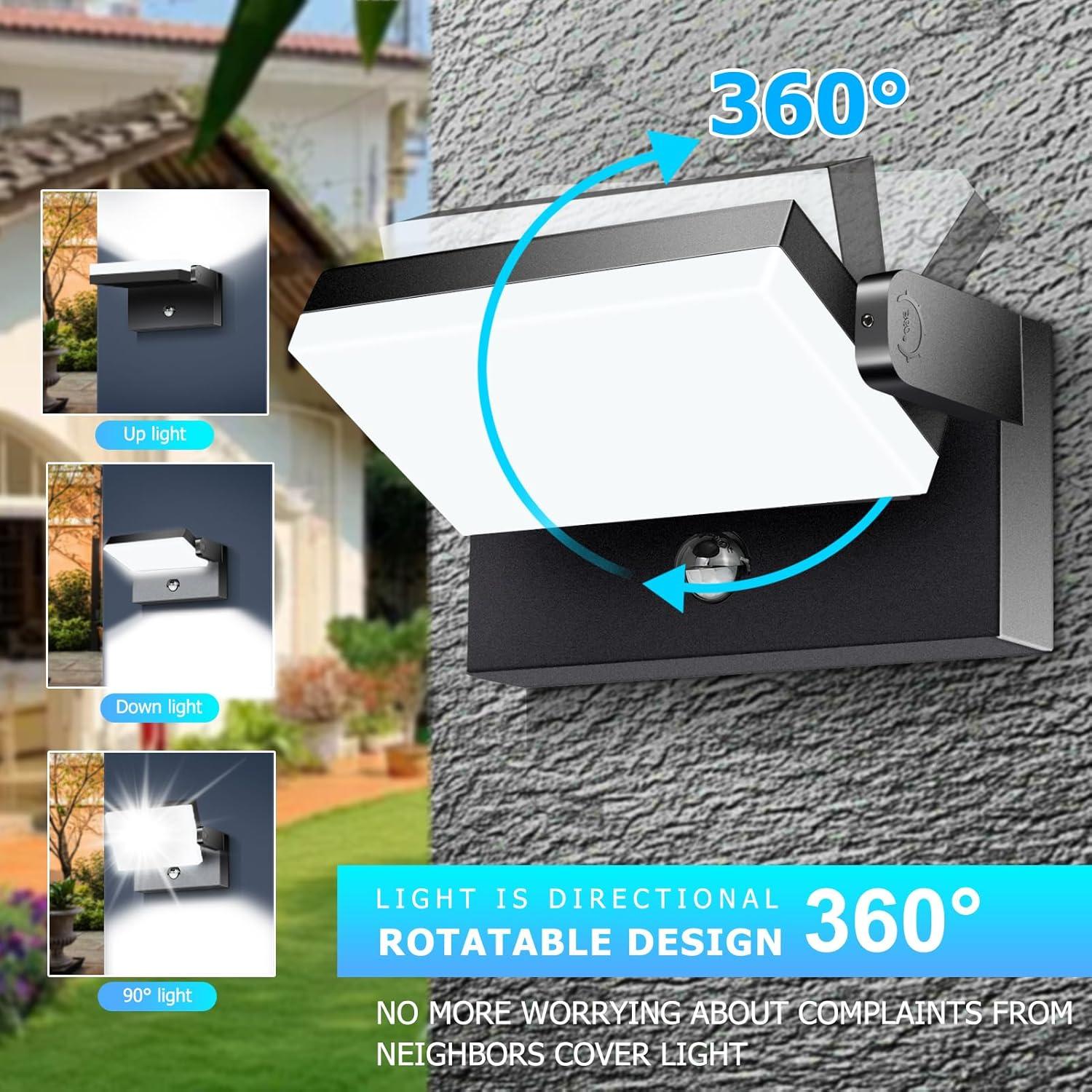 Luz de Pared LED Exterior WISELUME 60W con Sensor de Movimiento