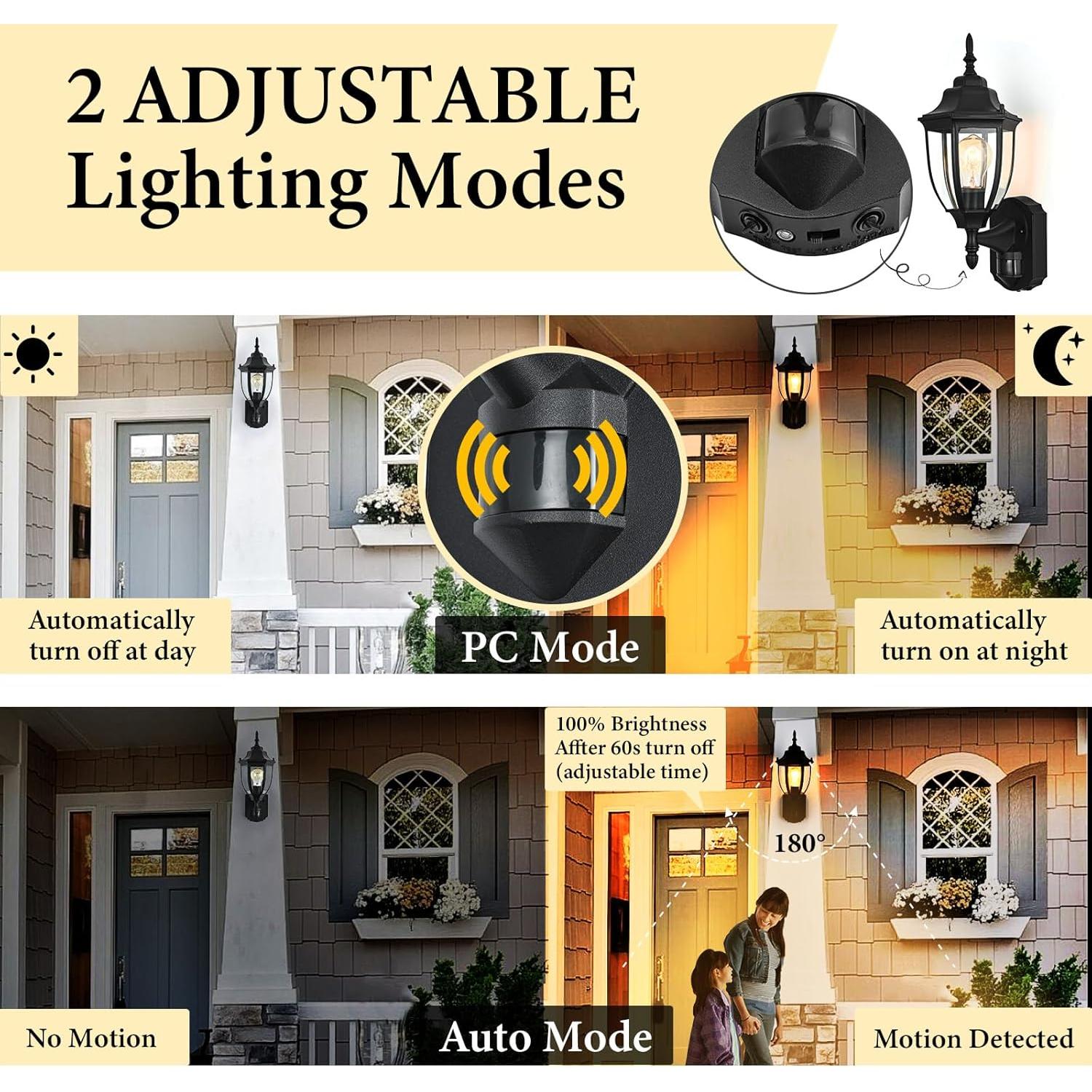 Luz de Porche Exterior Odorpower con Sensor de Movimiento 2 Paquete