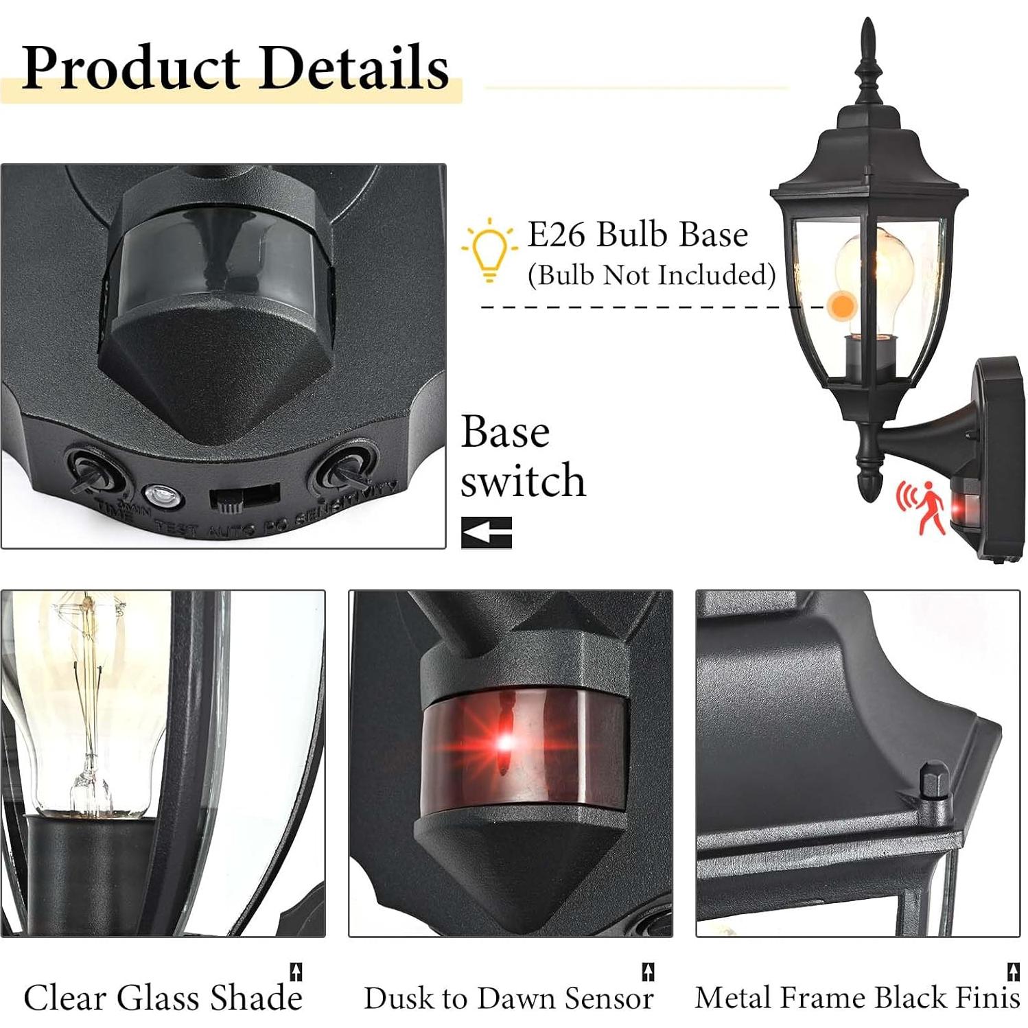 Luz de Porche Exterior Odorpower con Sensor de Movimiento 2 Paquete