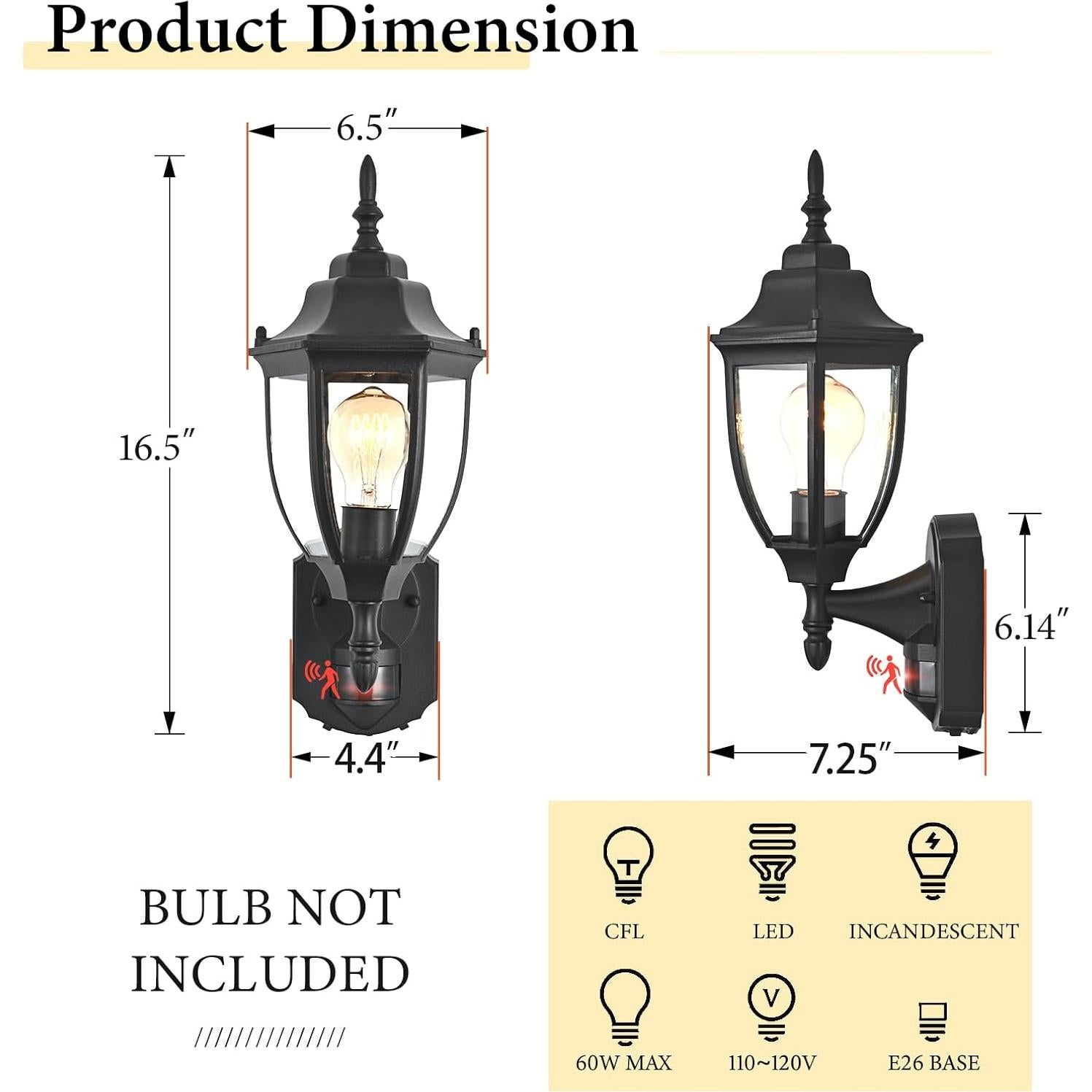 Luz de Porche Exterior Odorpower con Sensor de Movimiento 2 Paquete