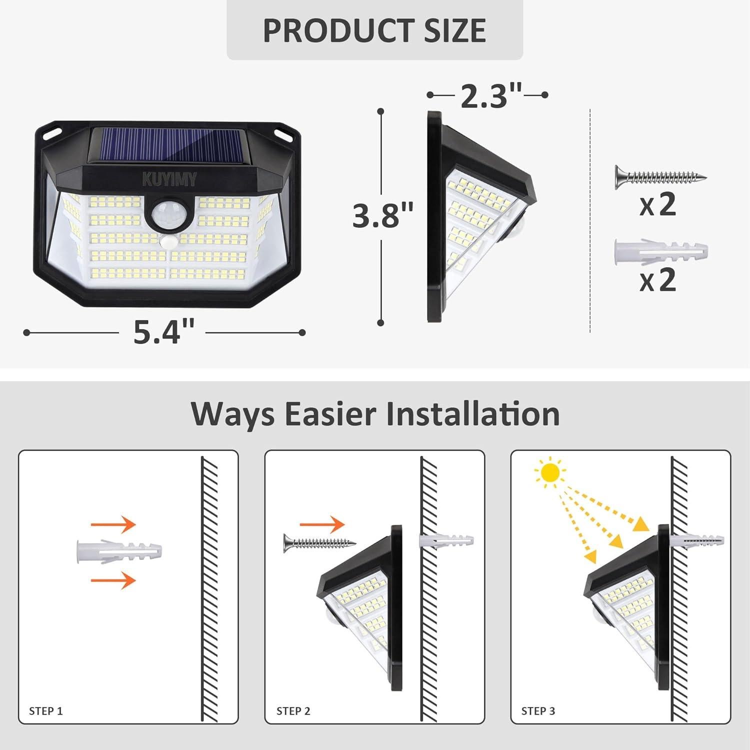 Luces Solares KUYIMY para Exteriores 230 LED con Sensor IP65