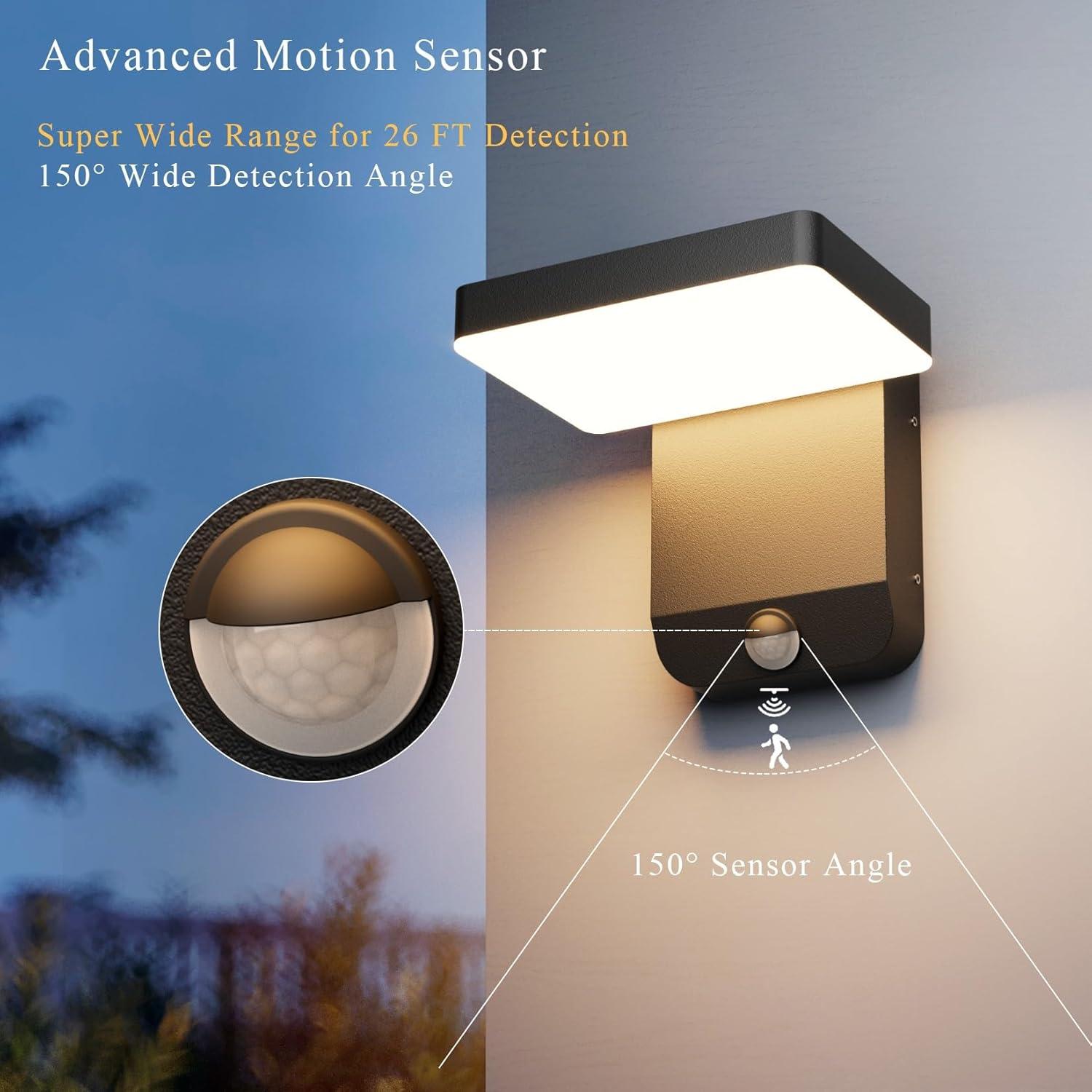 Aplique de Pared Exterior Coinmit 24W con Sensor de Movimiento IP65