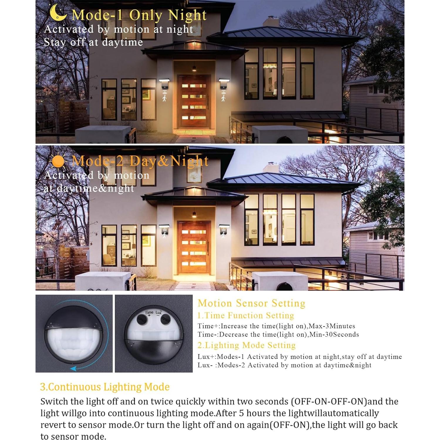 Aplique de Pared Exterior Coinmit 24W con Sensor de Movimiento IP65