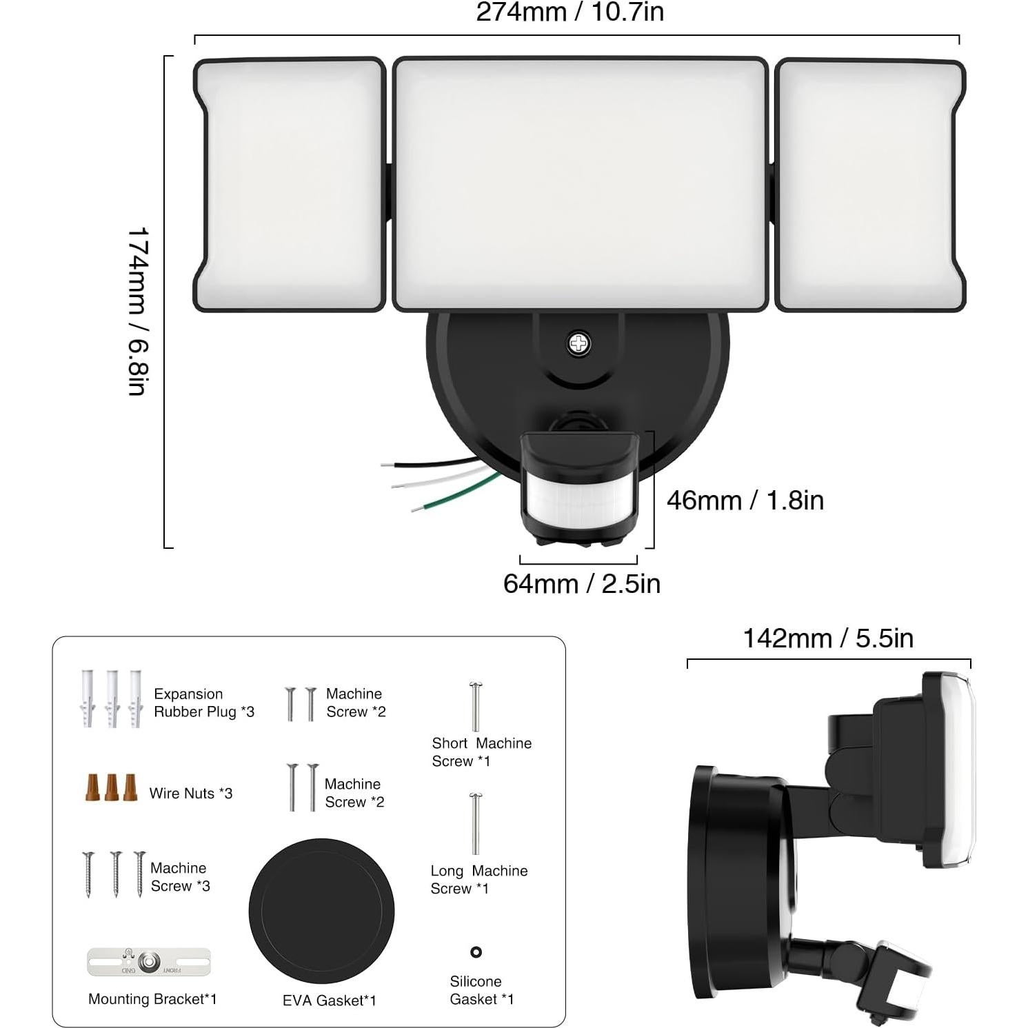 Onforu 65W Luz de Inundación LED con Sensor de Movimiento 6000lm