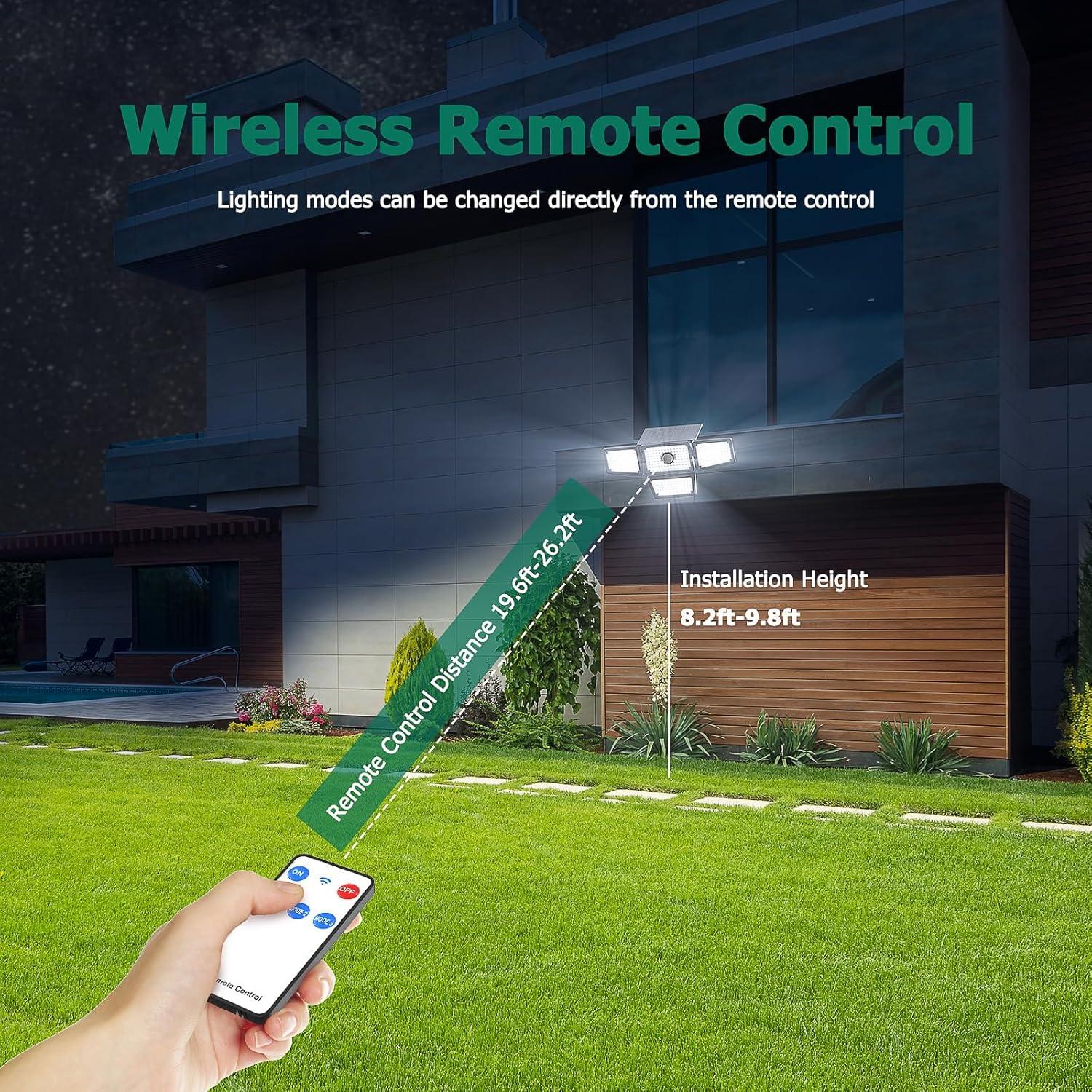 Luces Solares Exteriores Omibee 3000LM 4 Cabezas IP65 2 Pzs