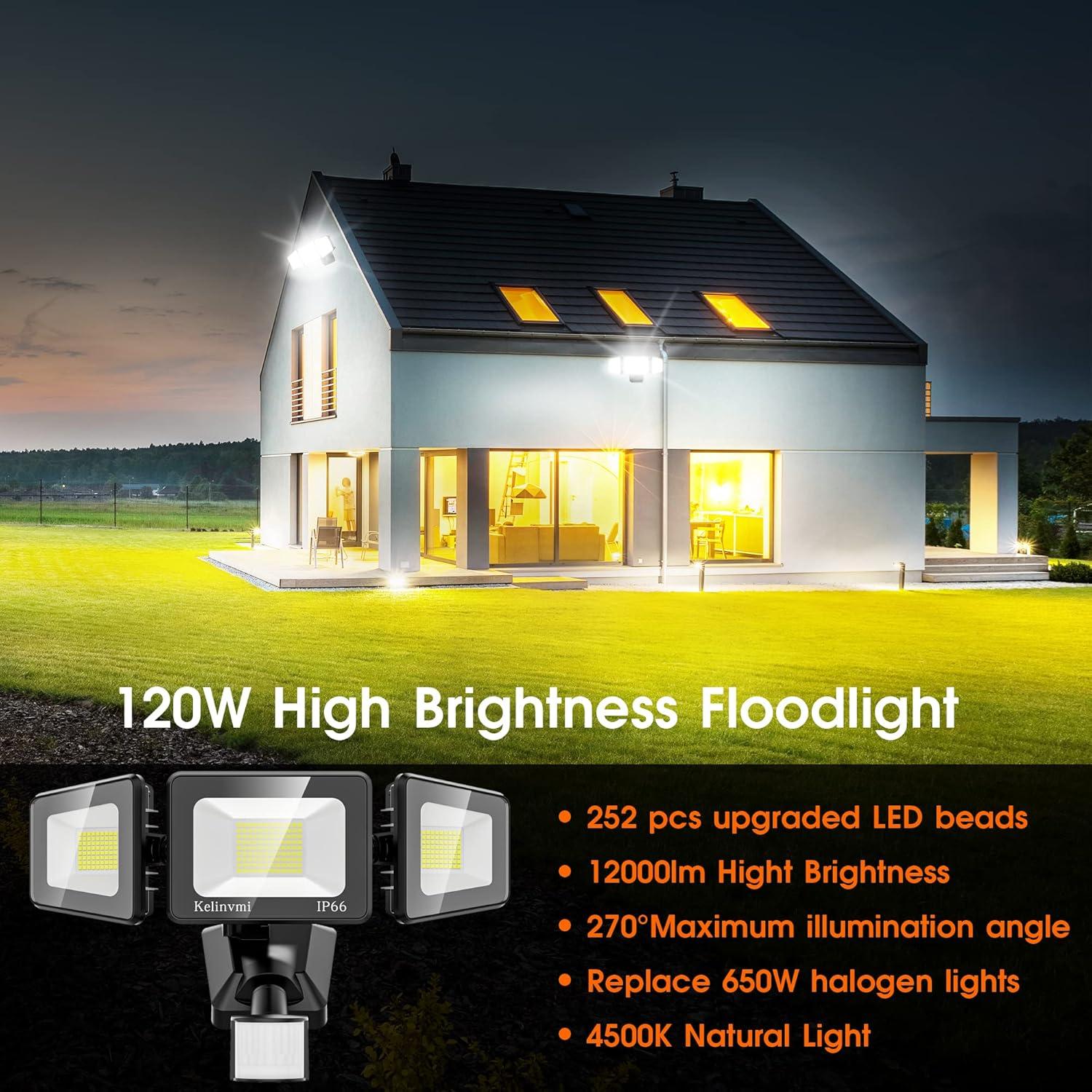 Foco LED 120W Kelinvmi con Sensor de Movimiento 12000LM IP66