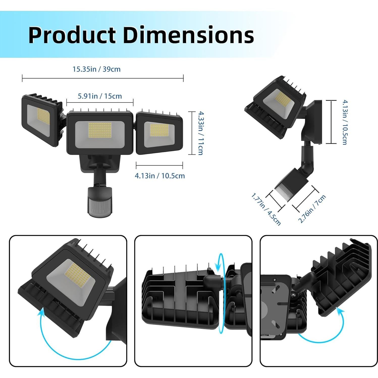 Foco LED 120W Kelinvmi con Sensor de Movimiento 12000LM IP66