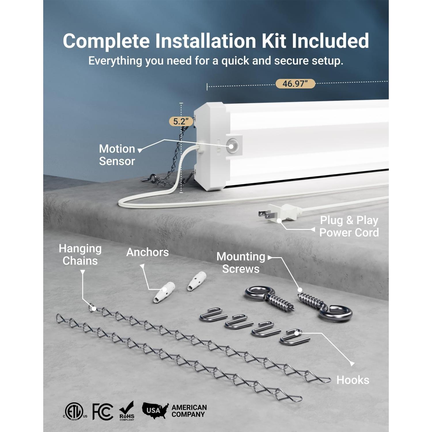 Luz LED de Taller Sunco 40W con Sensor de Movimiento - Paquete de 2