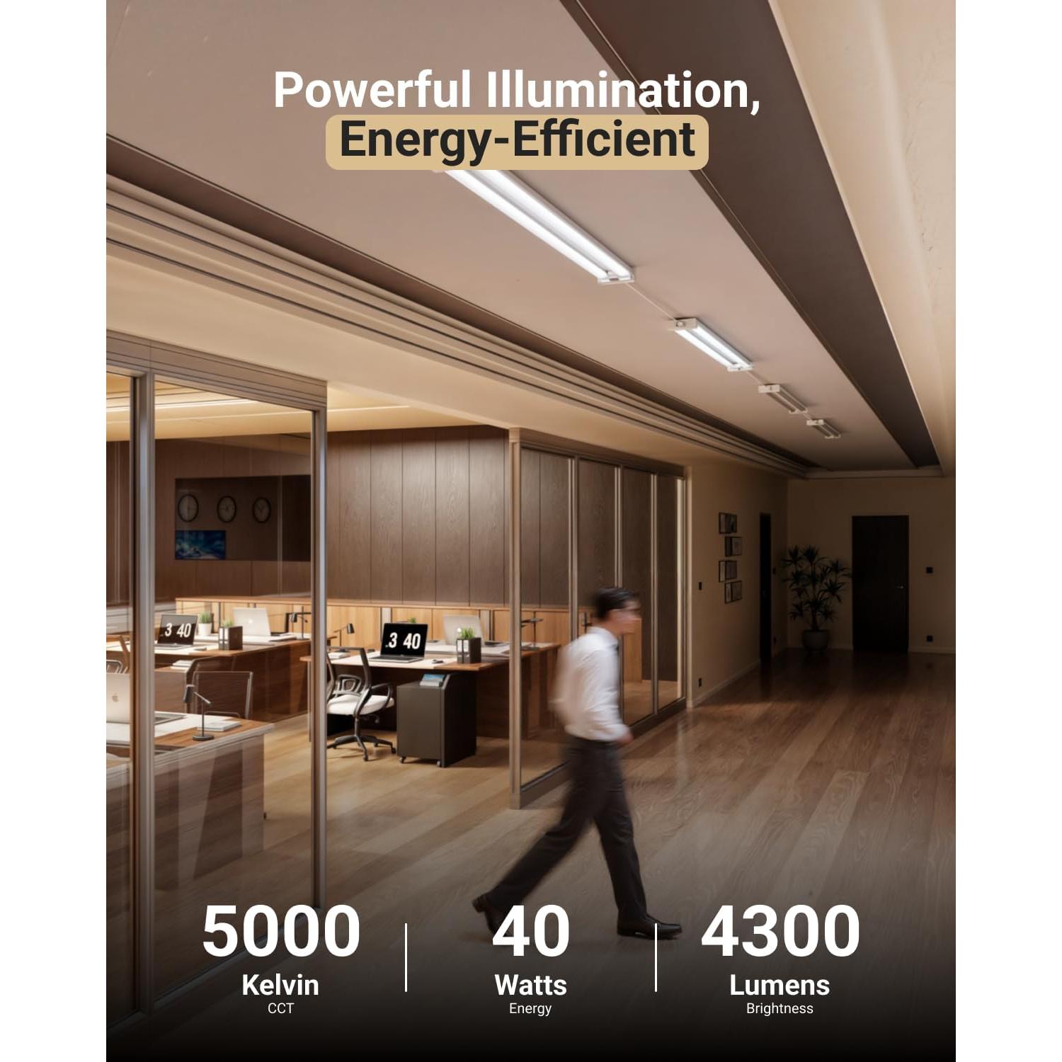 Luz LED de Taller Sunco 40W 5000K con Sensor de Movimiento - Paquete de 4