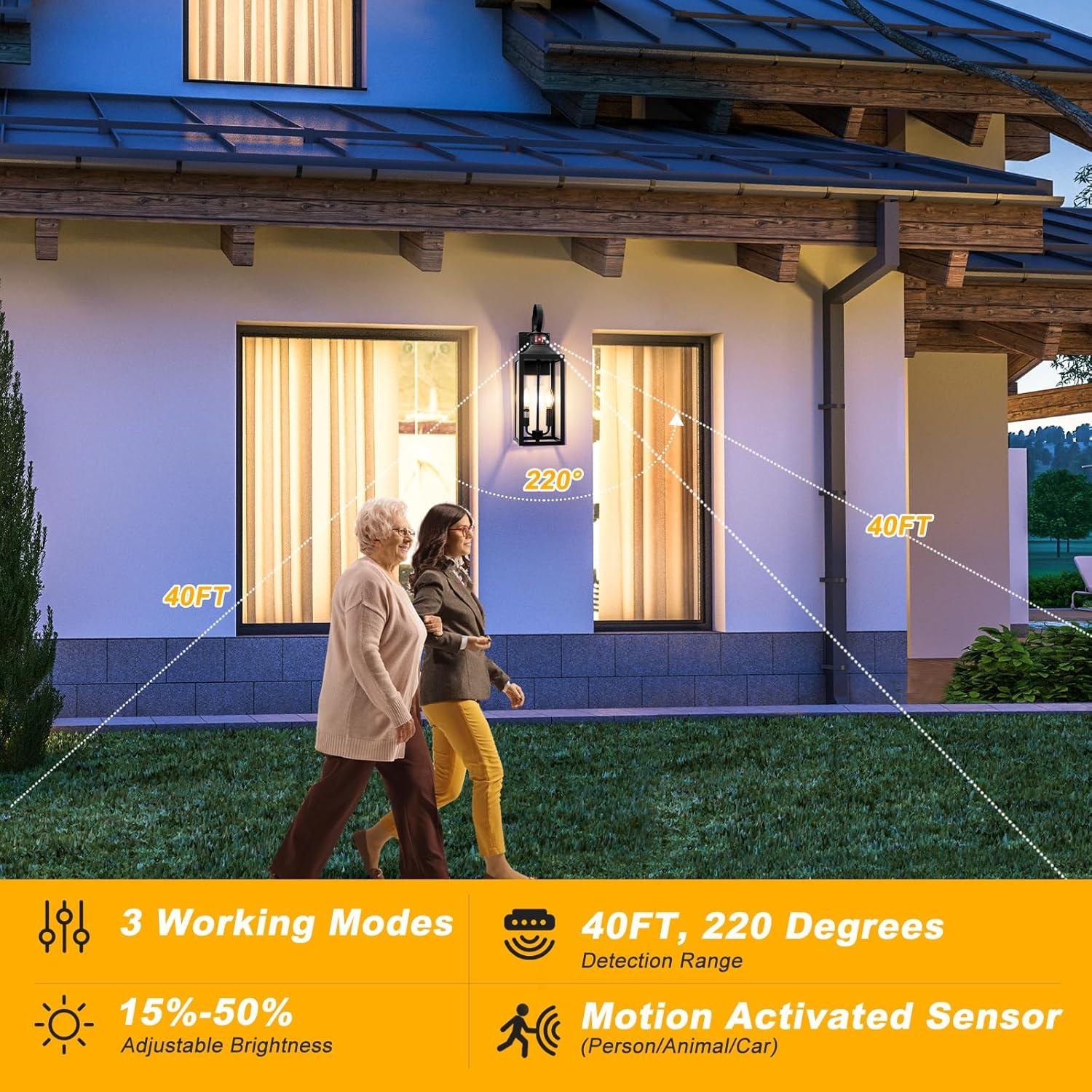 Luz Exterior con Sensor de Movimiento Yolsunes 50 cm Negra