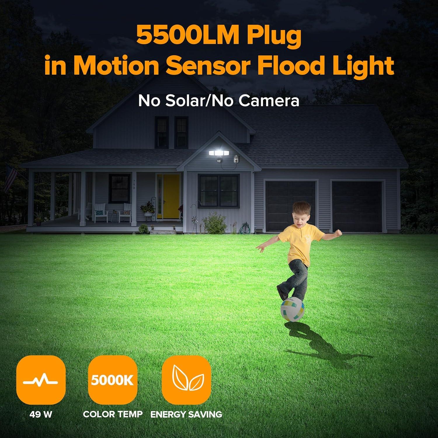 Luz de Inundación Exterior LUTEC 49W con Sensor de Movimiento 5500 LM