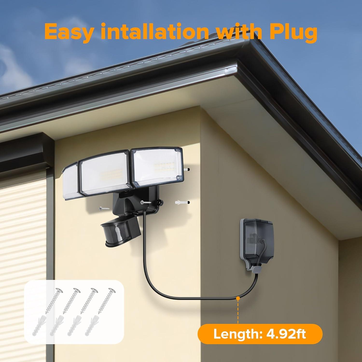 Luz de Inundación Exterior LUTEC 49W con Sensor de Movimiento 5500 LM