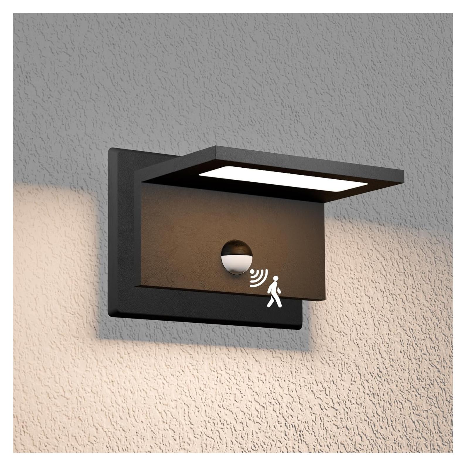 Sensor de Movimiento LED Negro 10W IP54 para Exterior