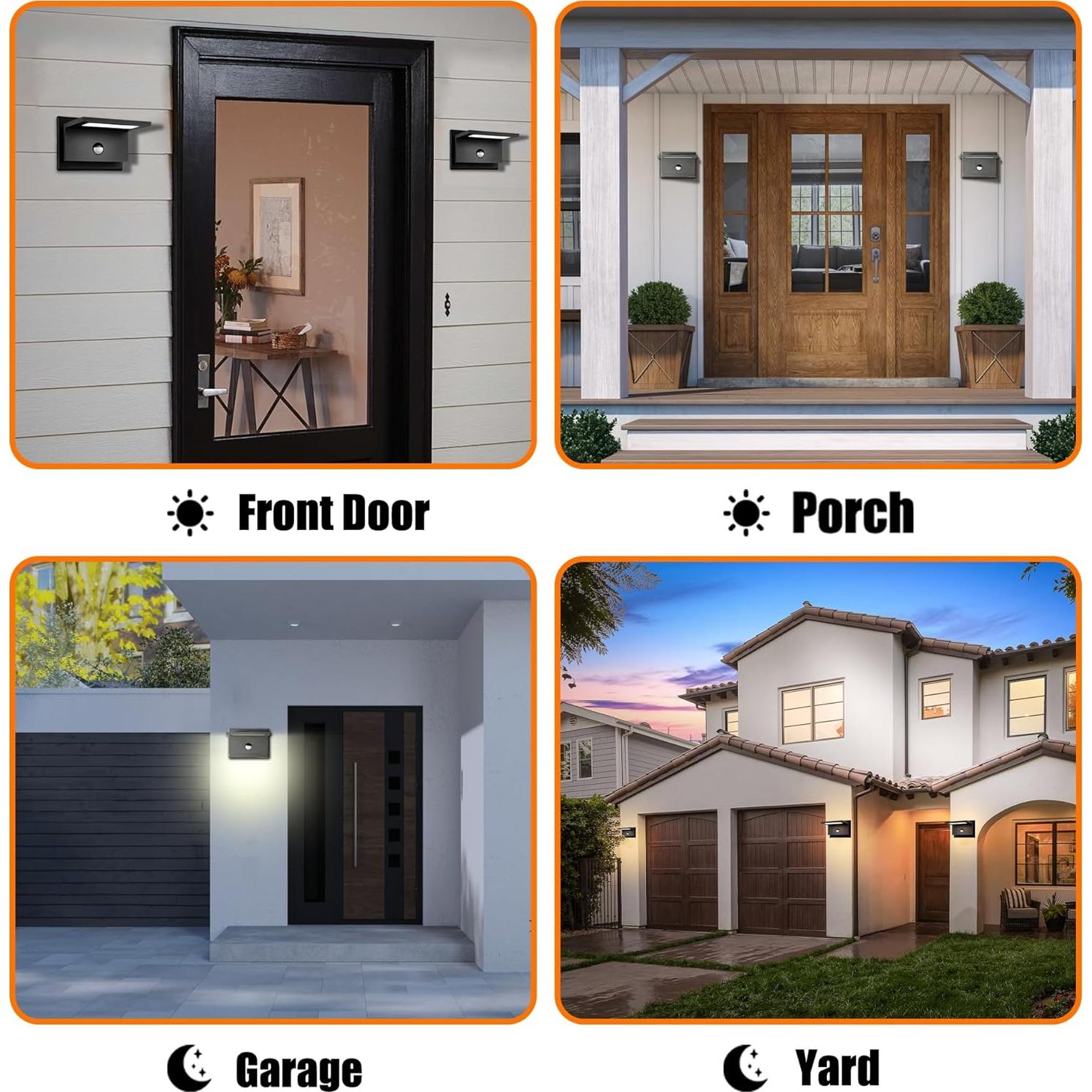 Sensor de Movimiento LED Negro 10W IP54 para Exterior