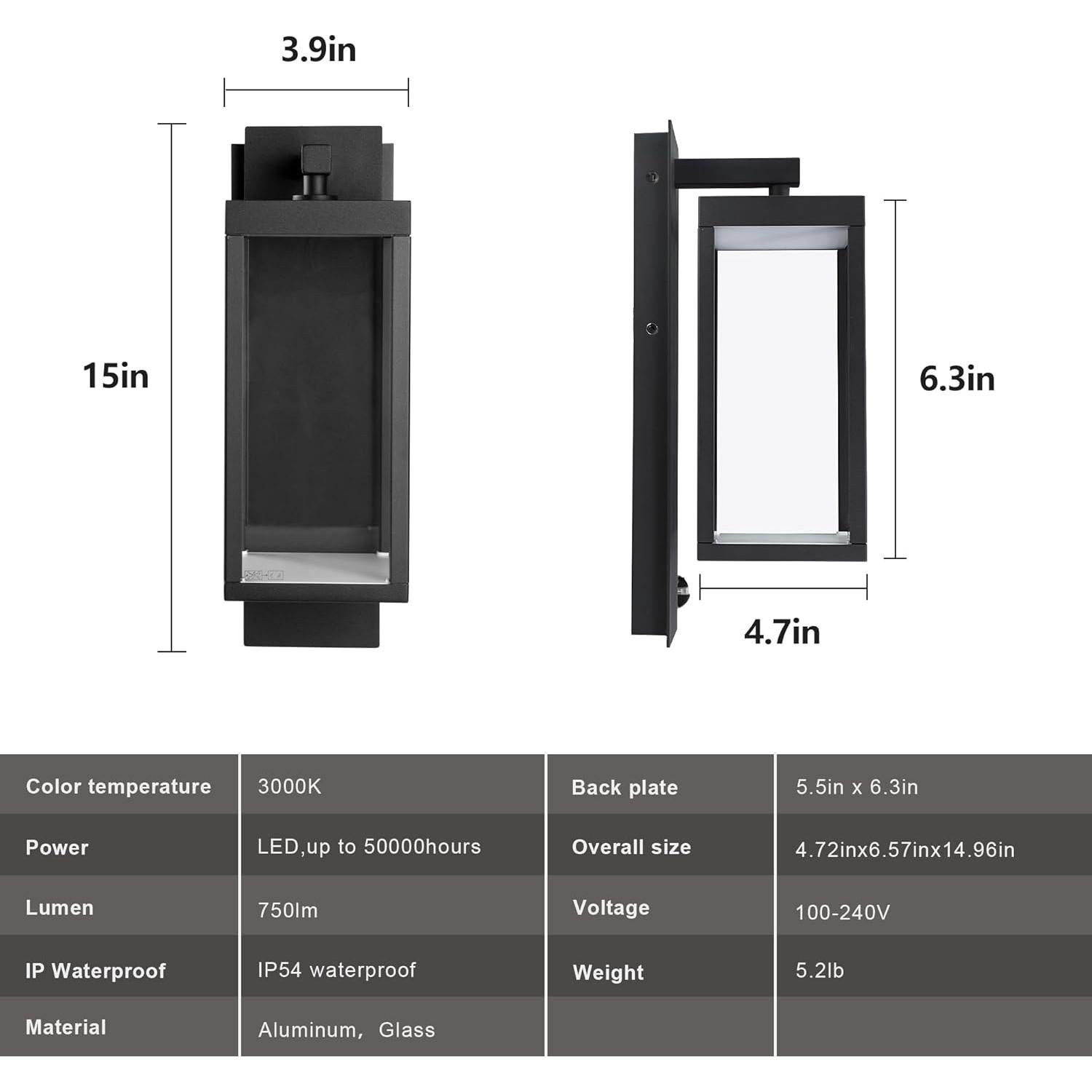 Luz de Pared LED Lustrlach con Sensor de Movimiento 38cm IP54