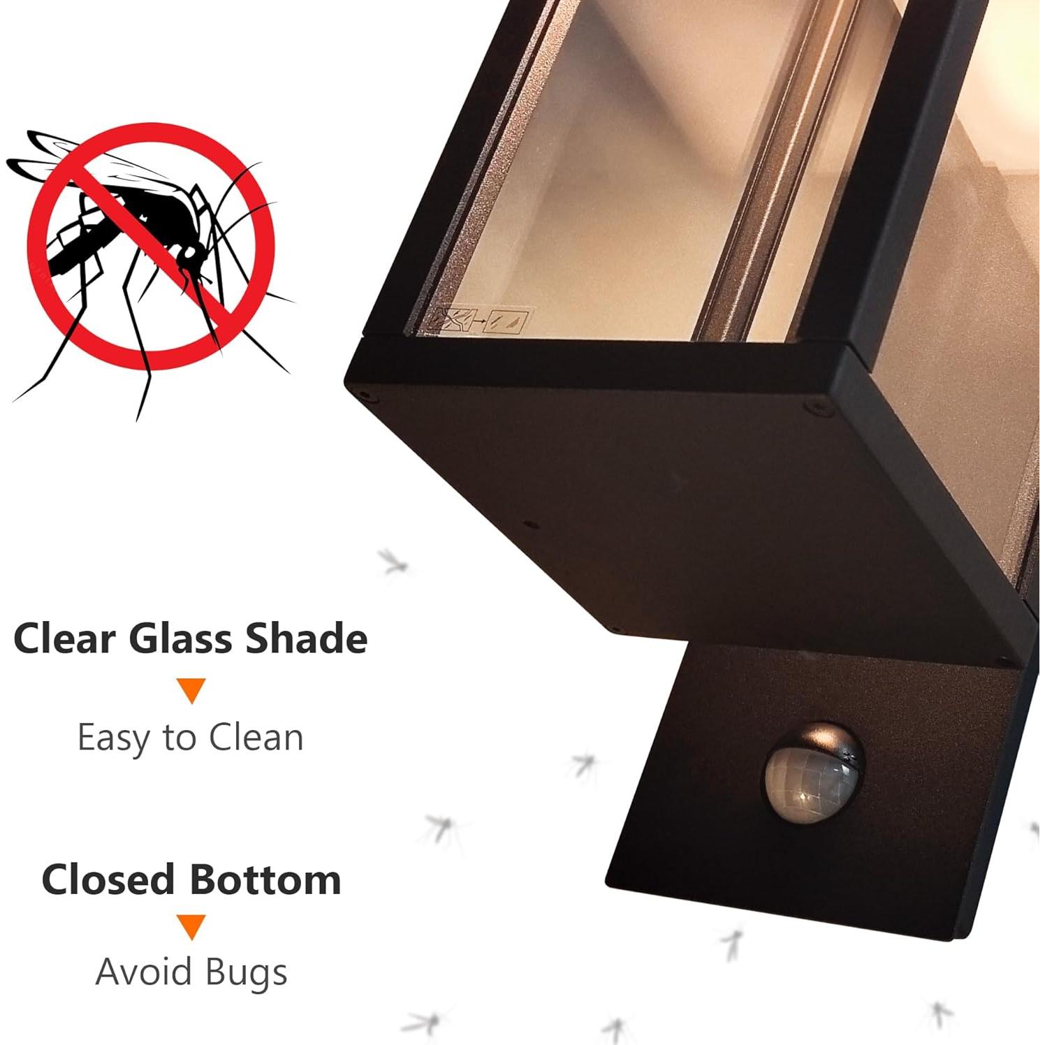 Aplique de luz exterior LED negro con sensor de movimiento 750LM