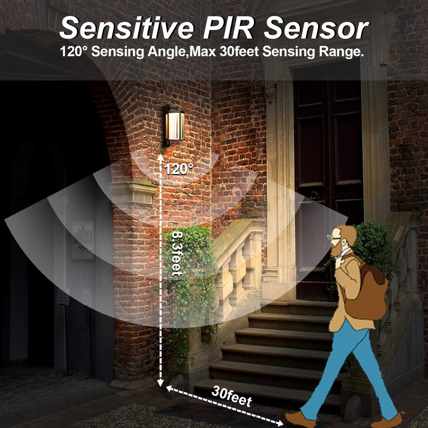 Aplique de luz exterior LED negro con sensor de movimiento 750LM