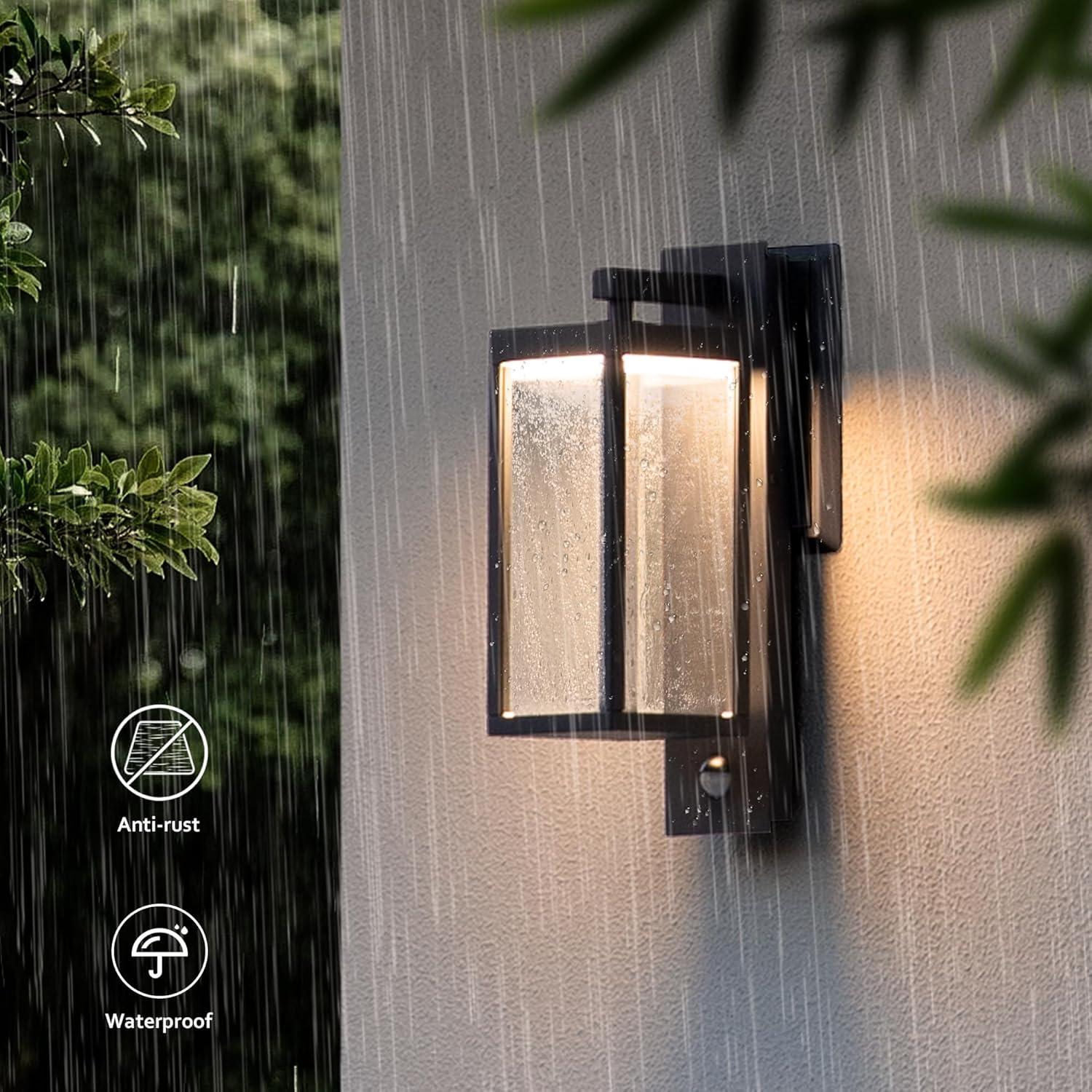 Aplique de luz exterior LED negro con sensor de movimiento 750LM