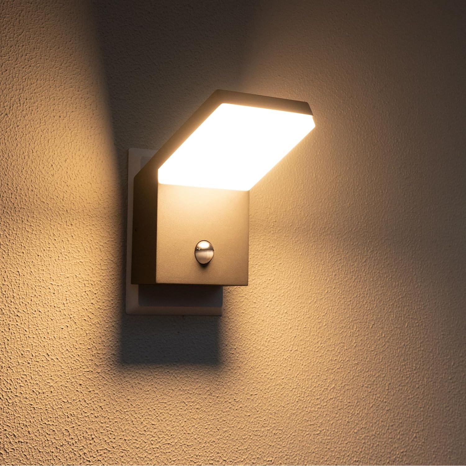Luz de Pared Exterior LED Illumishin Negra 17x14cm con Sensor