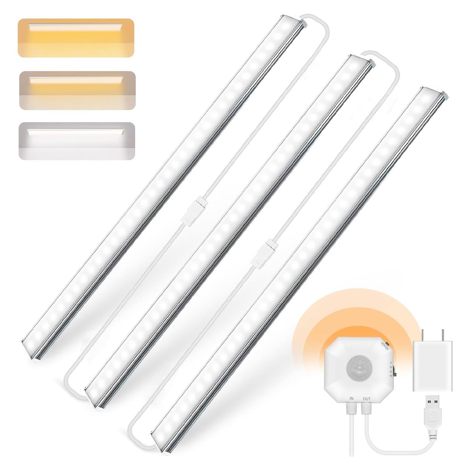 Luces de Gabinete LED Daymeet 30 cm con Sensor de Movimiento - Paquete de 3