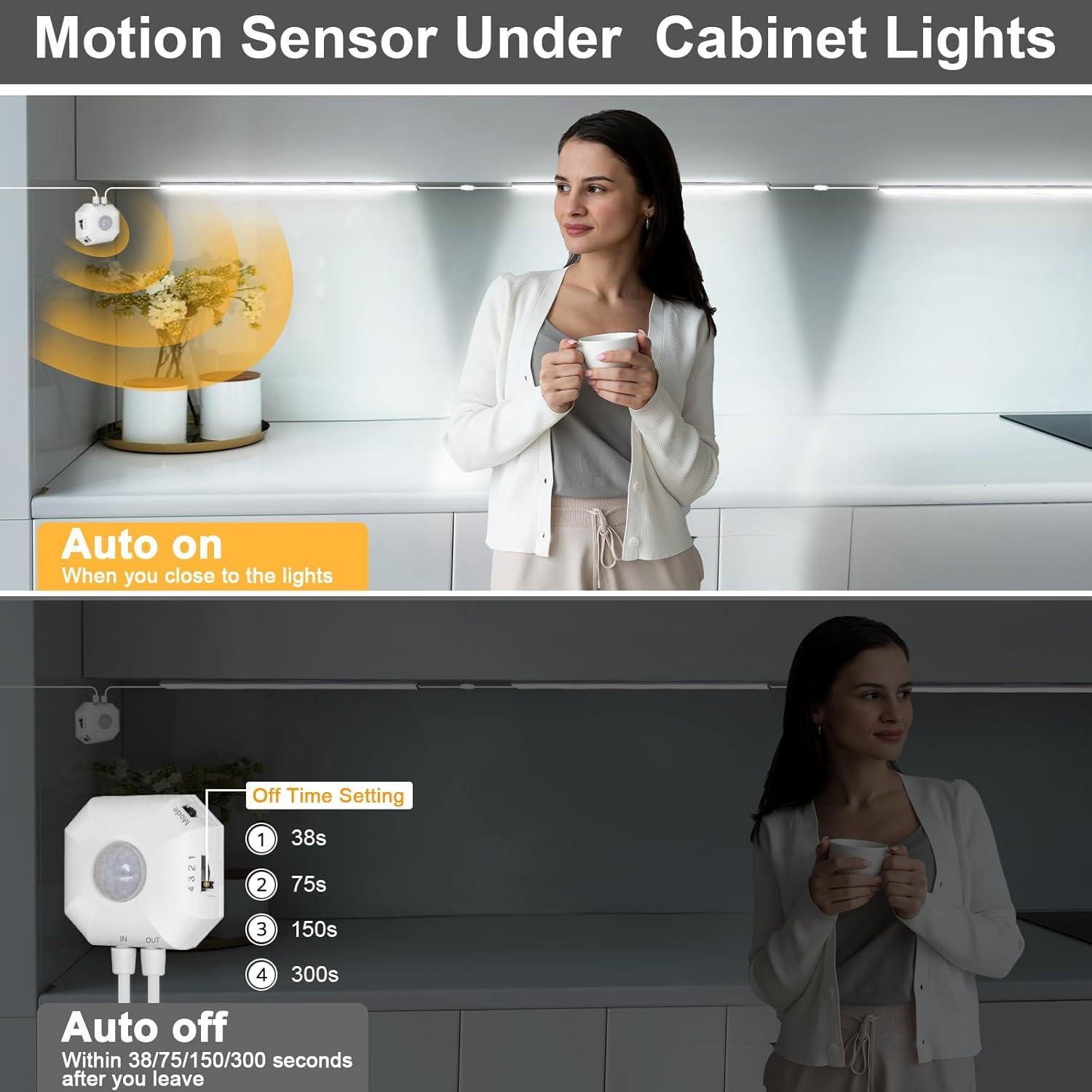 Luces de Gabinete LED Daymeet 30 cm con Sensor de Movimiento - Paquete de 3