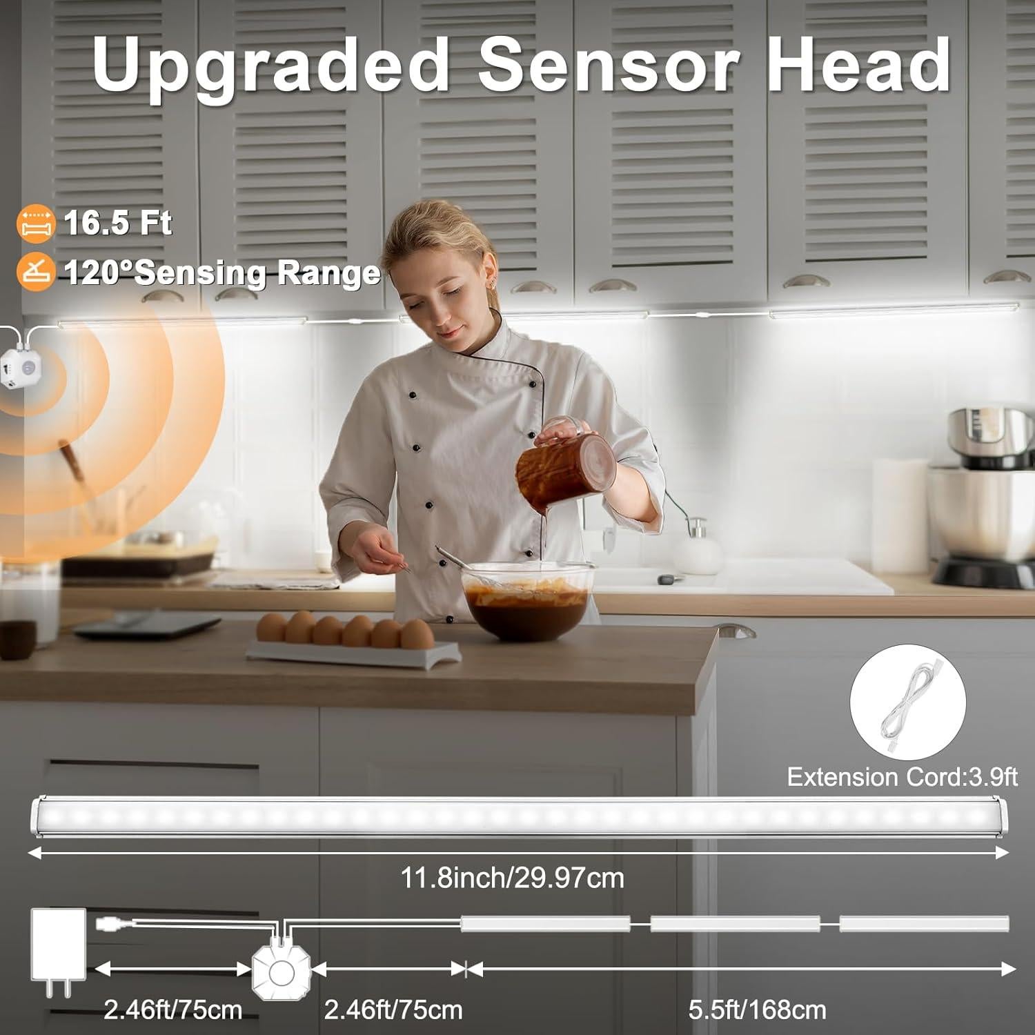 Luces de Gabinete LED Daymeet 30 cm con Sensor de Movimiento - Paquete de 3