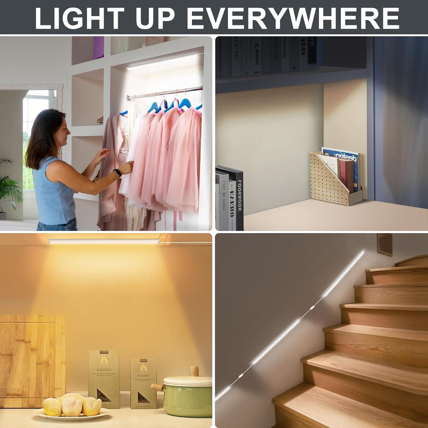 Luces de Gabinete LED Daymeet 30 cm con Sensor de Movimiento - Paquete de 3