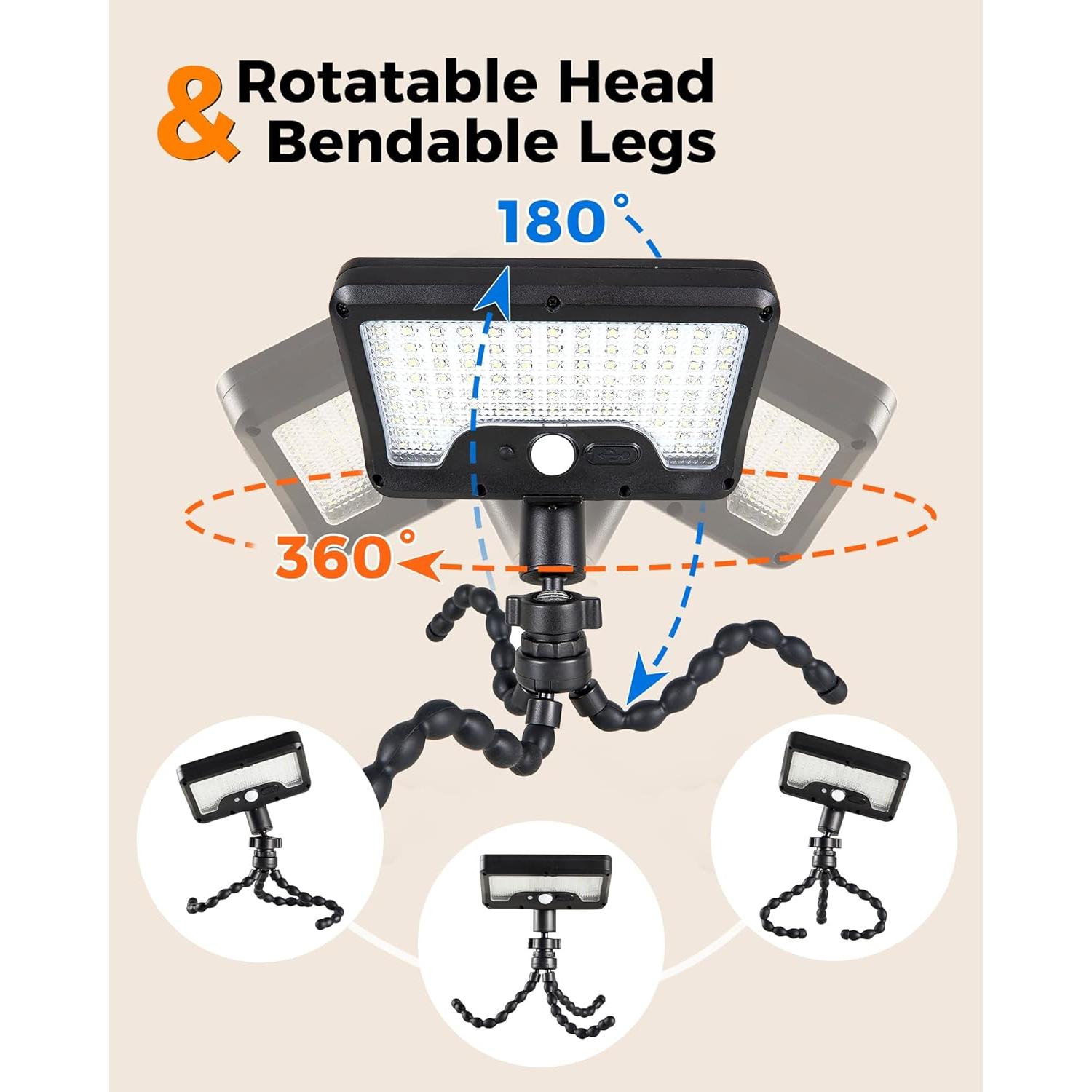 Luces de Sensor de Movimiento Solar Thumok 600LM con Trípode Flexible
