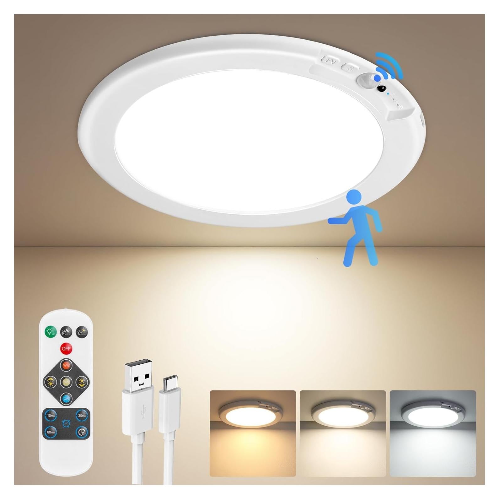 Luz de Techo LED Inalámbrica Bairth con Sensor y Control Remoto