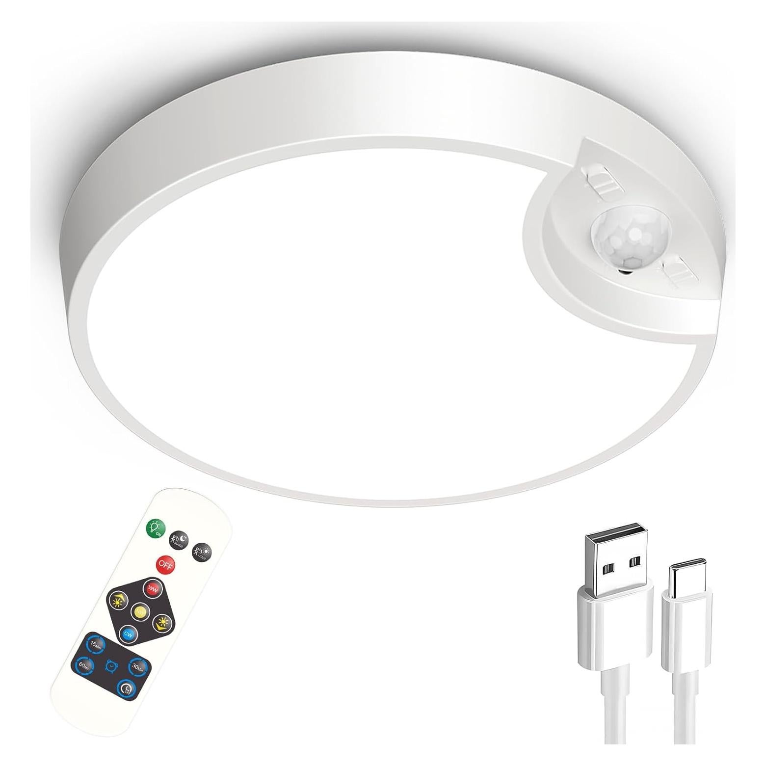 Luz de Techo Recargable Funlenry 19.05cm con Sensor y Control Remoto