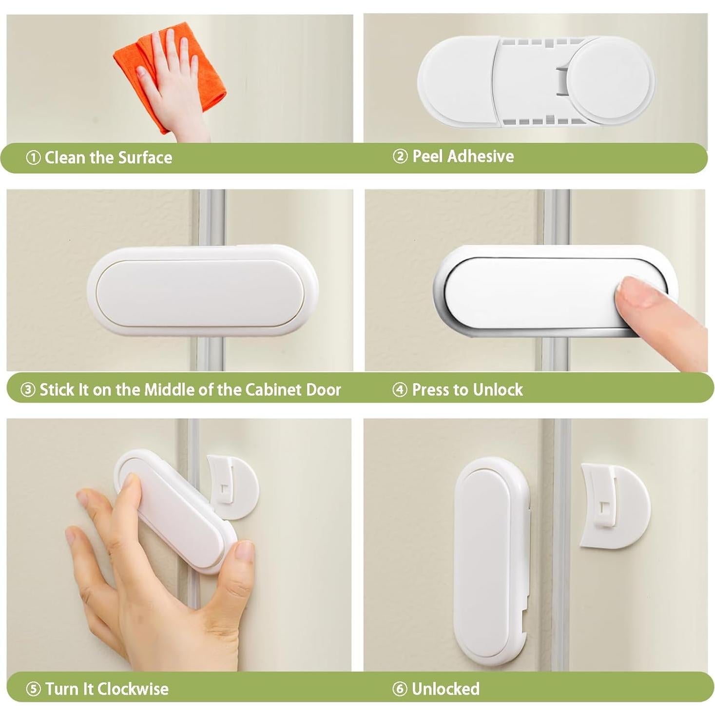 Cerraduras de Gabinete Fursafe&Q para Bebés 4Pack Seguridad Infantil