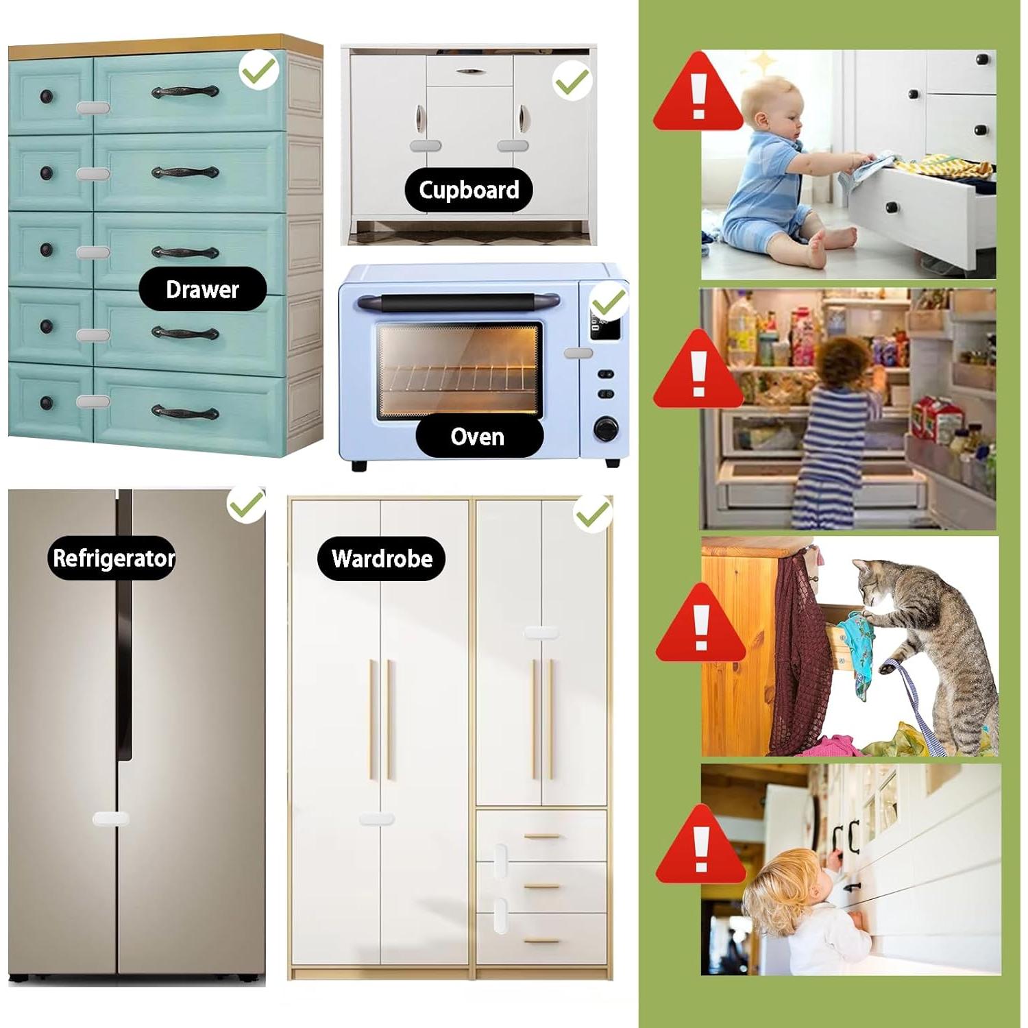 Cerraduras de Gabinete Fursafe&Q para Bebés 4Pack Seguridad Infantil