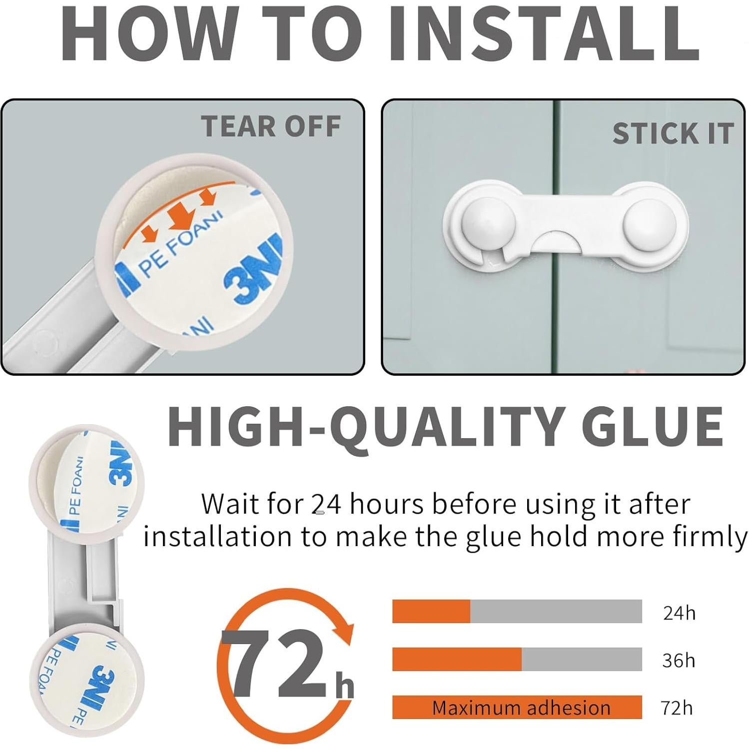 Cerraduras de Gabinete GXXFXT - Seguridad para Niños - 4 Piezas