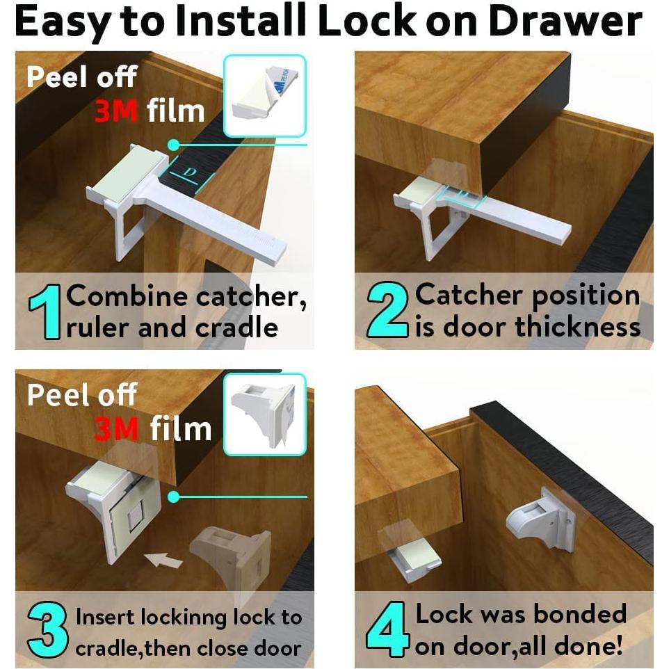 Cerraduras Magnéticas HELLOPONY para Gabinetes - 32 Pzas + 6 Llaves