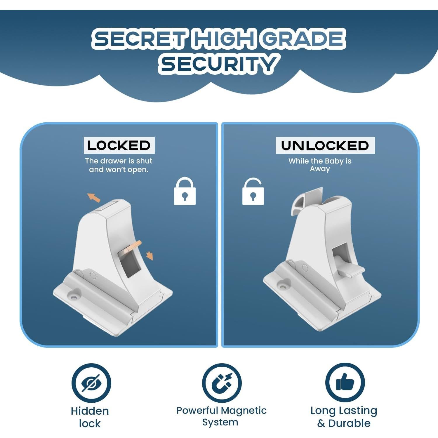 Cerraduras Magnéticas para Gabinetes Blessimo - 12 Piezas