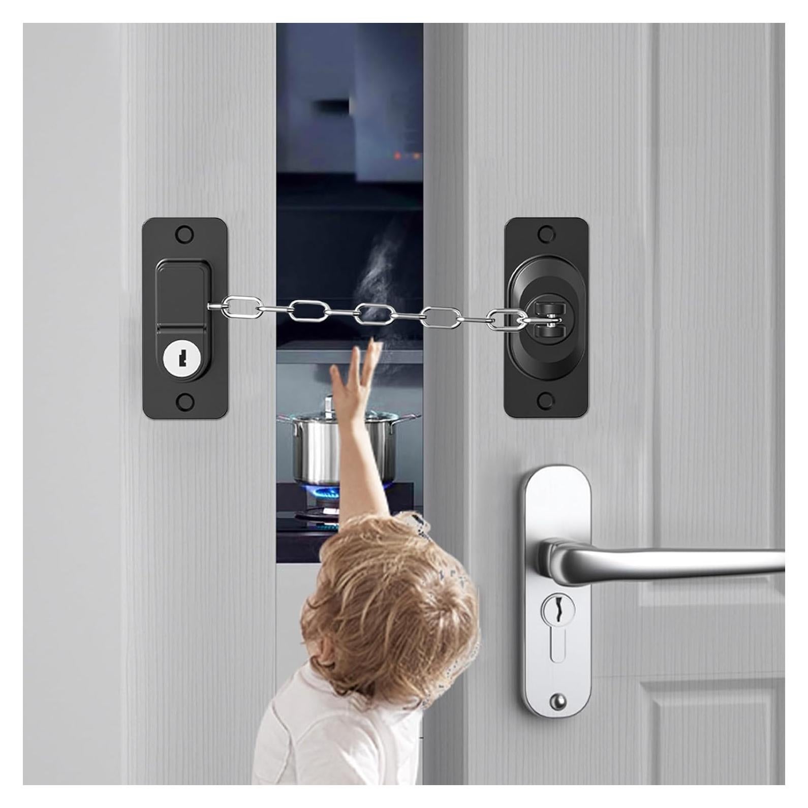 Cerradura de Puerta a Prueba de Niños KIZZHISI 2 Paquete Negro