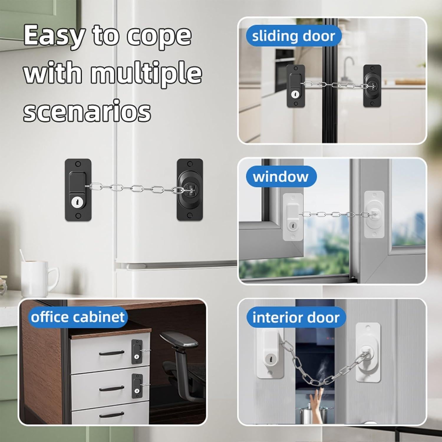 Cerradura de Puerta a Prueba de Niños KIZZHISI 2 Paquete Negro