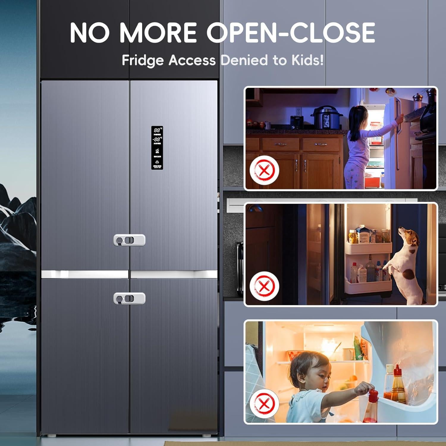 Cerraduras de Refrigerador para Niños Blissleaf 5 Paquete Gris