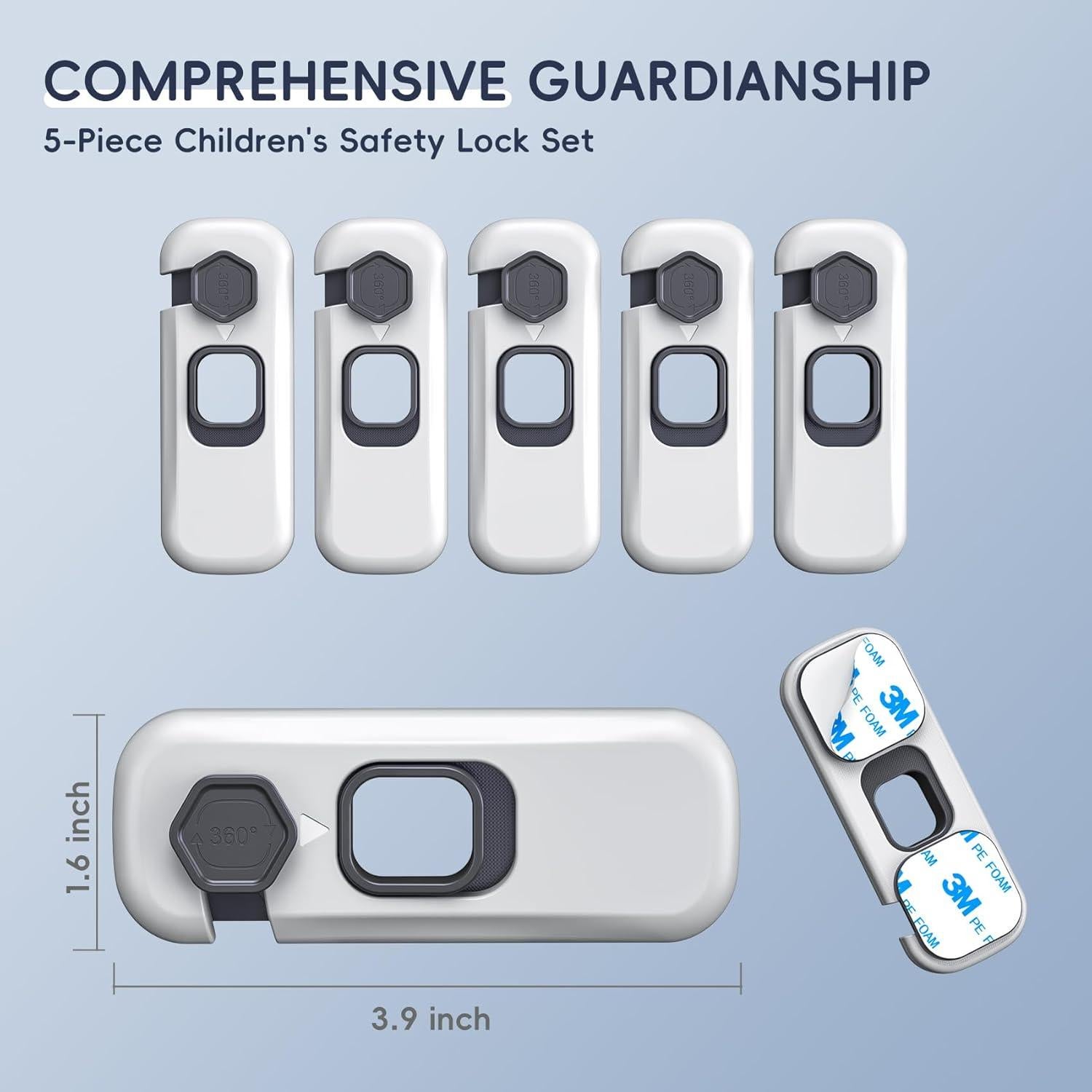 Cerraduras de Refrigerador para Niños Blissleaf 5 Paquete Gris