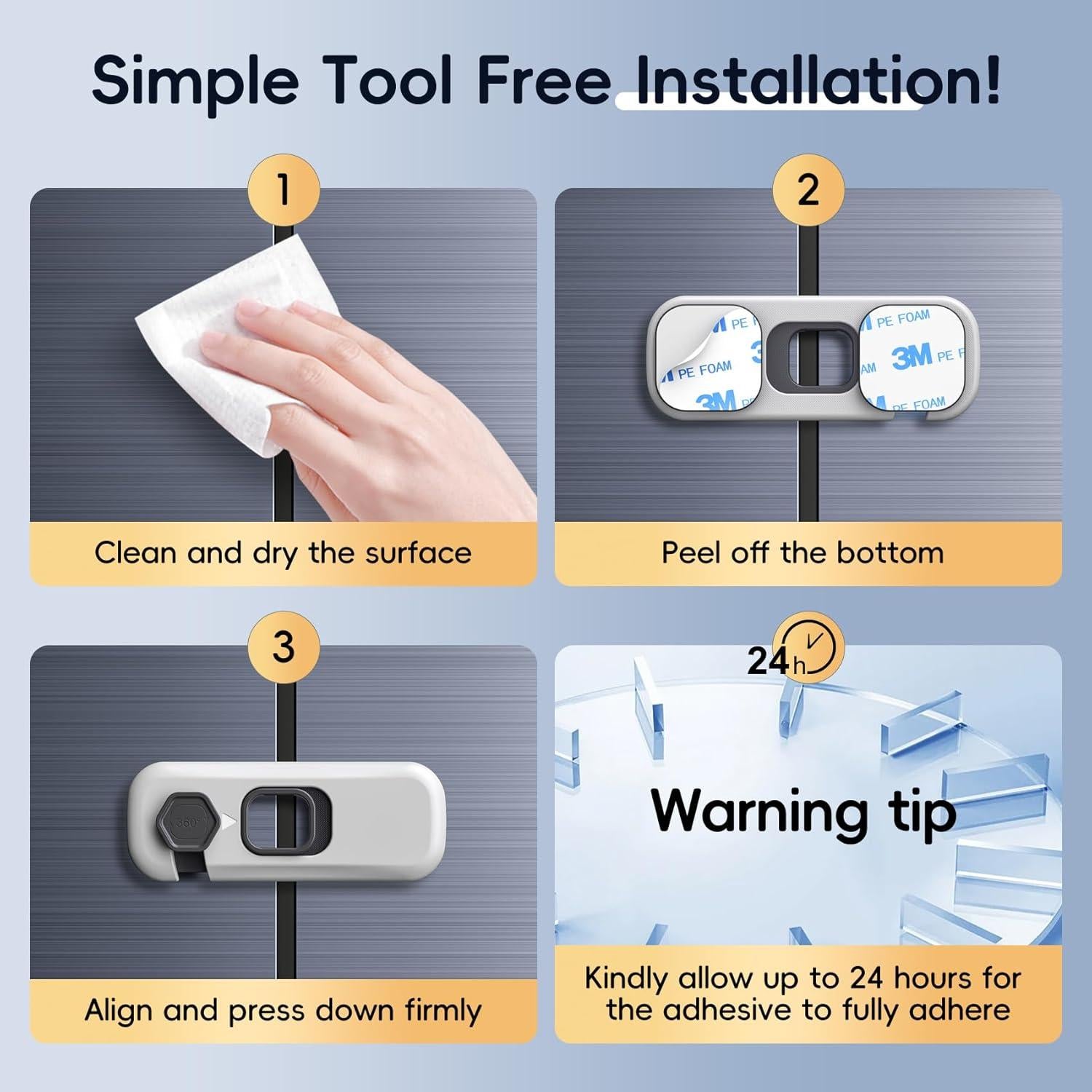 Cerraduras de Refrigerador para Niños Blissleaf 5 Paquete Gris