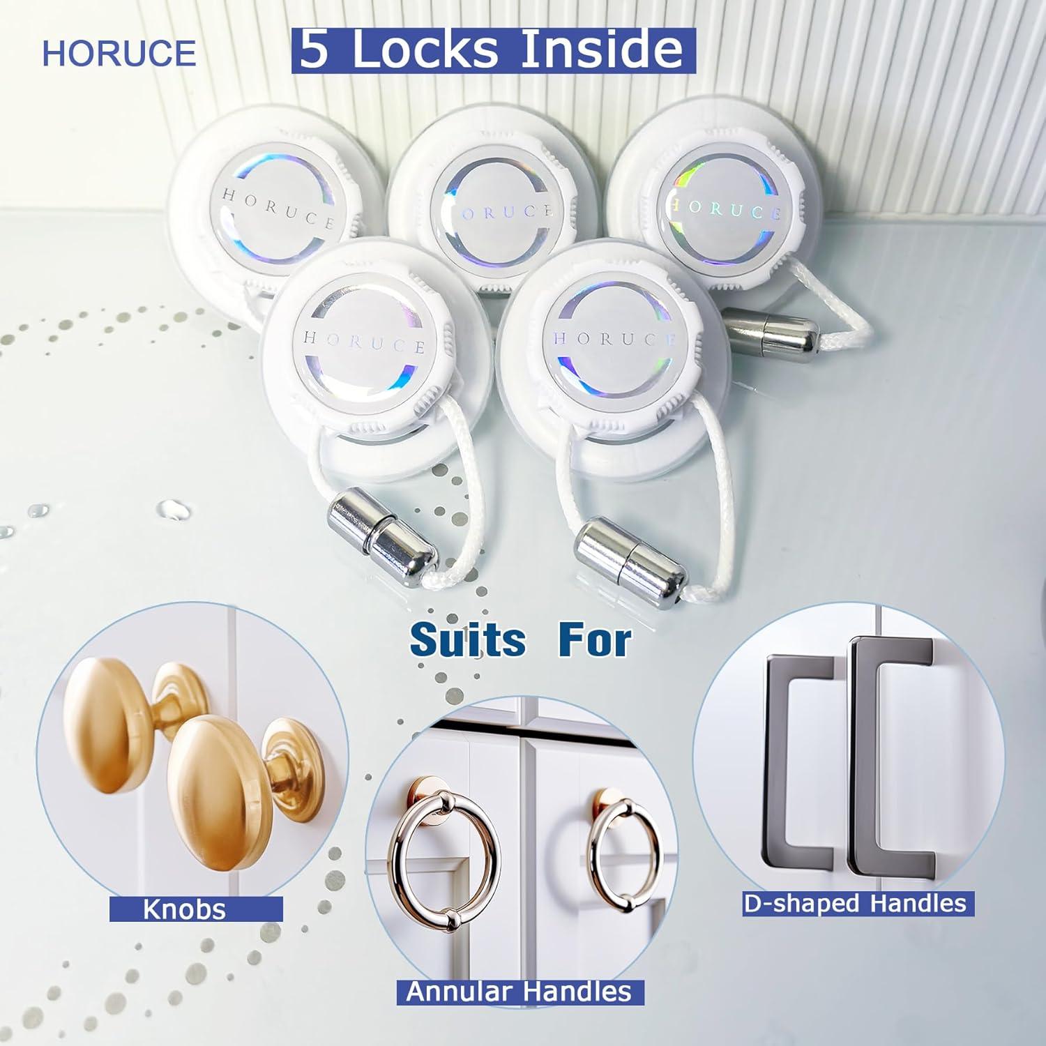 5 Cerraduras de Seguridad para Gabinetes HORUCE Blancas