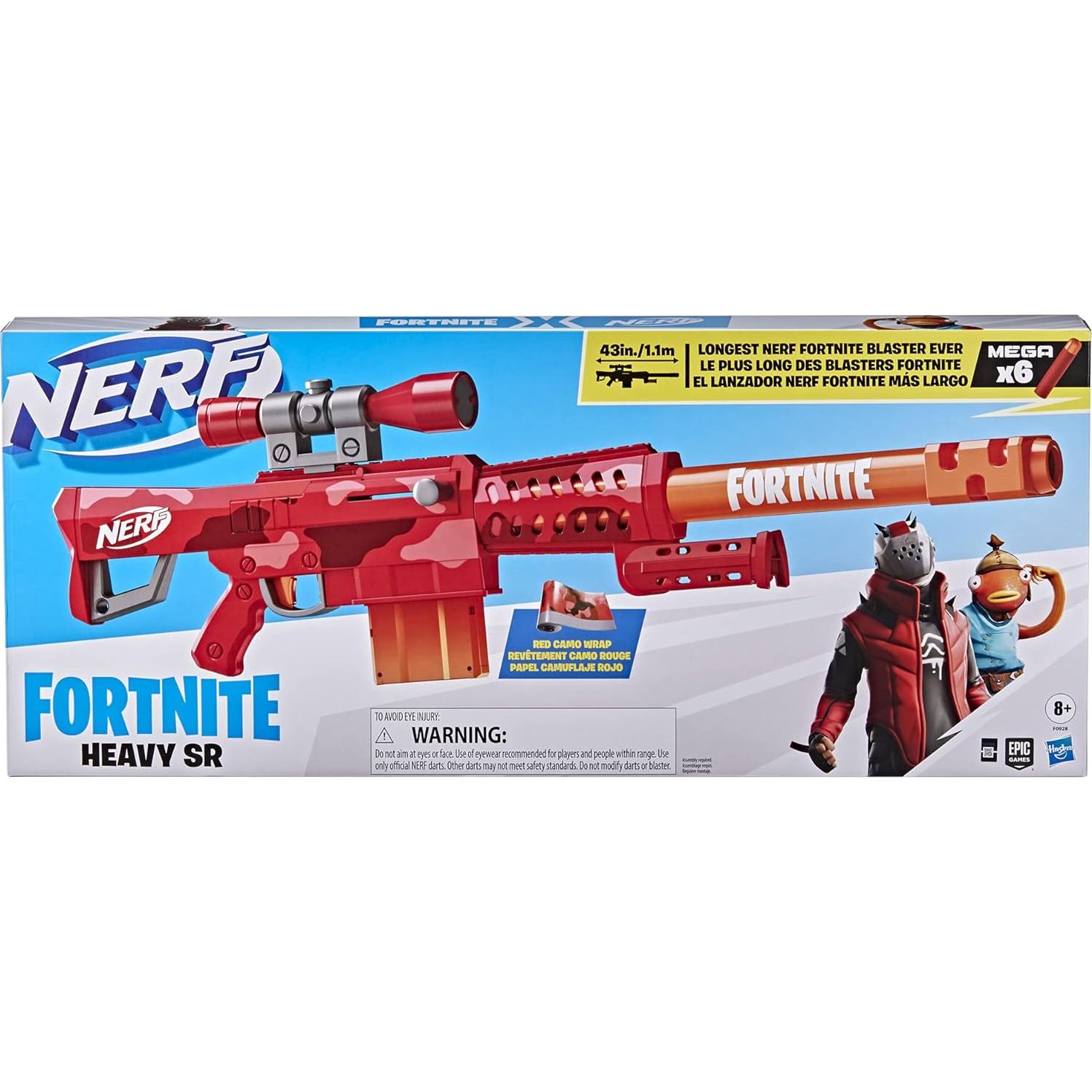 Blaster Nerf Fortnite Heavy SR 1.1m con 6 Dardos Mega
