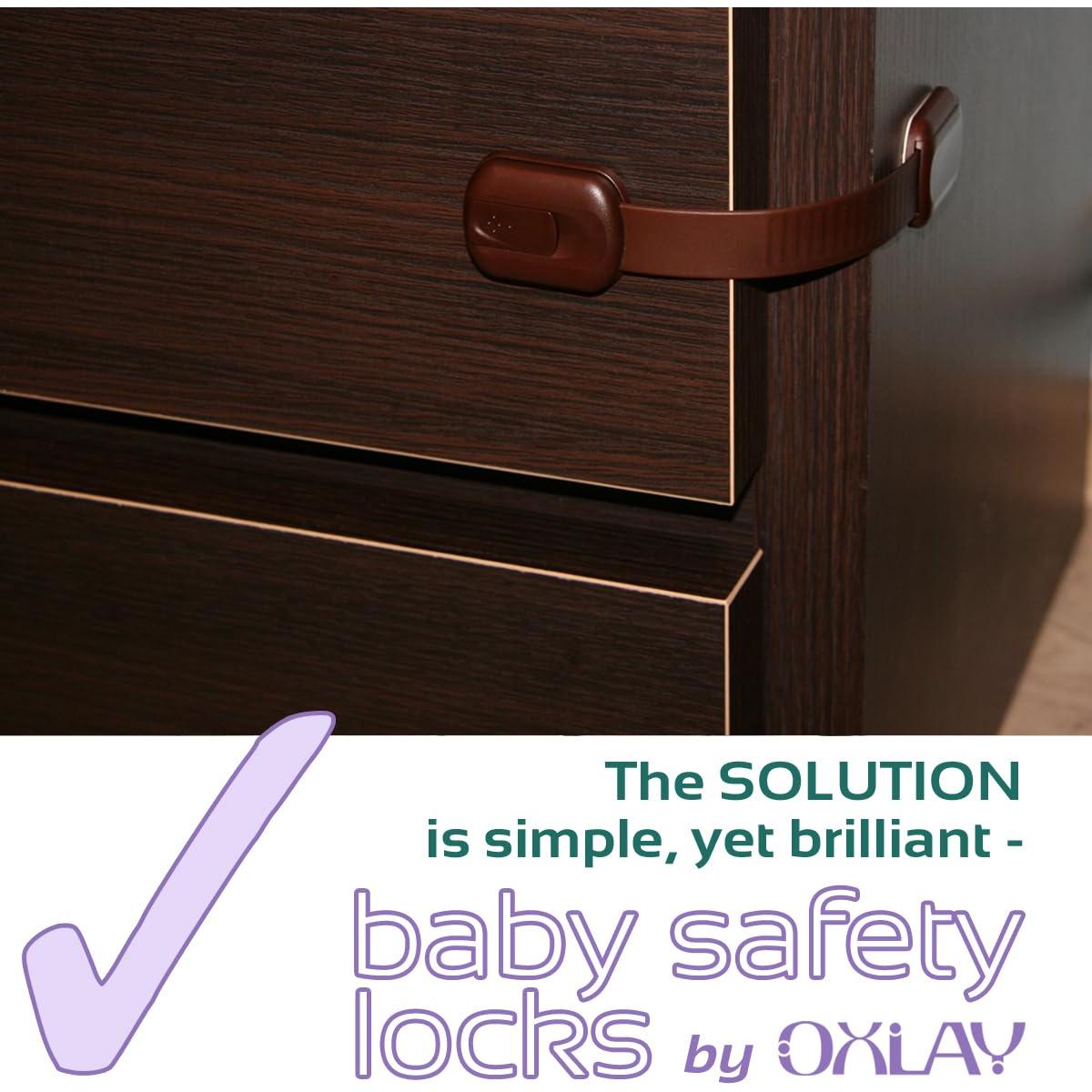 Candados de Seguridad Oxlay para Bebés - Marrón - Paquete de 6
