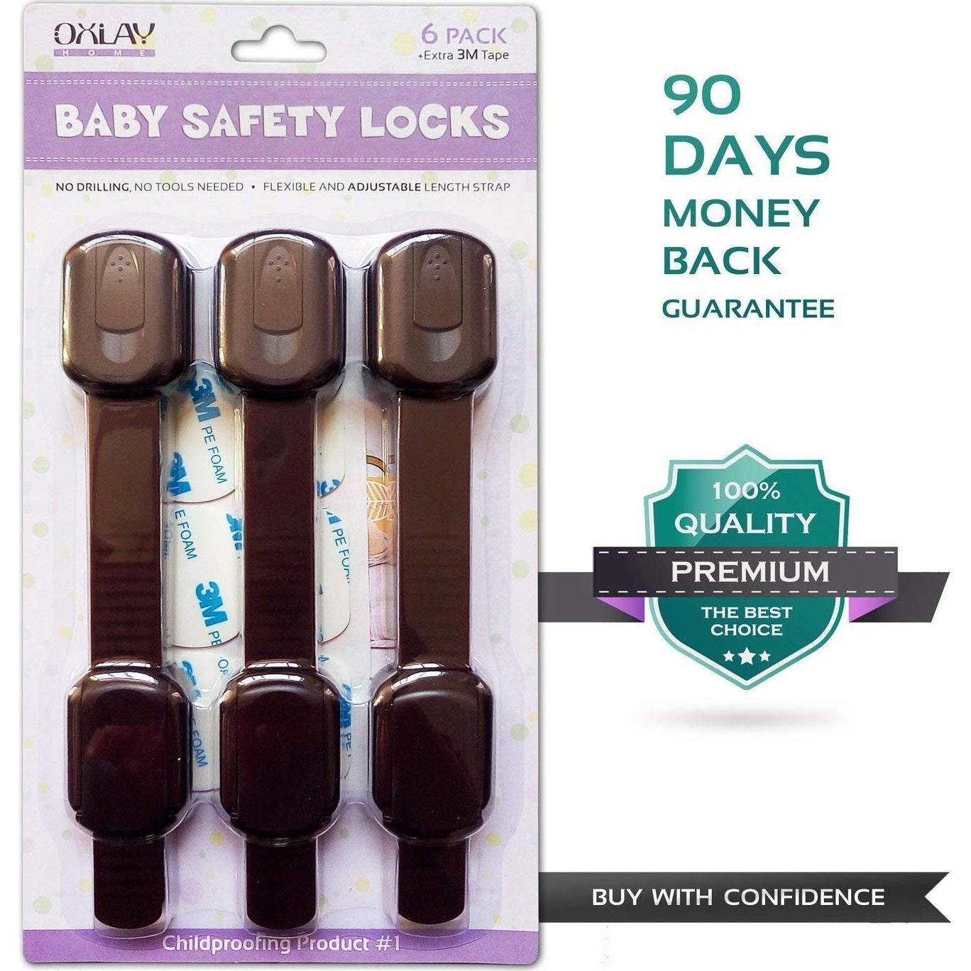 Candados de Seguridad Oxlay para Bebés - Marrón - Paquete de 6