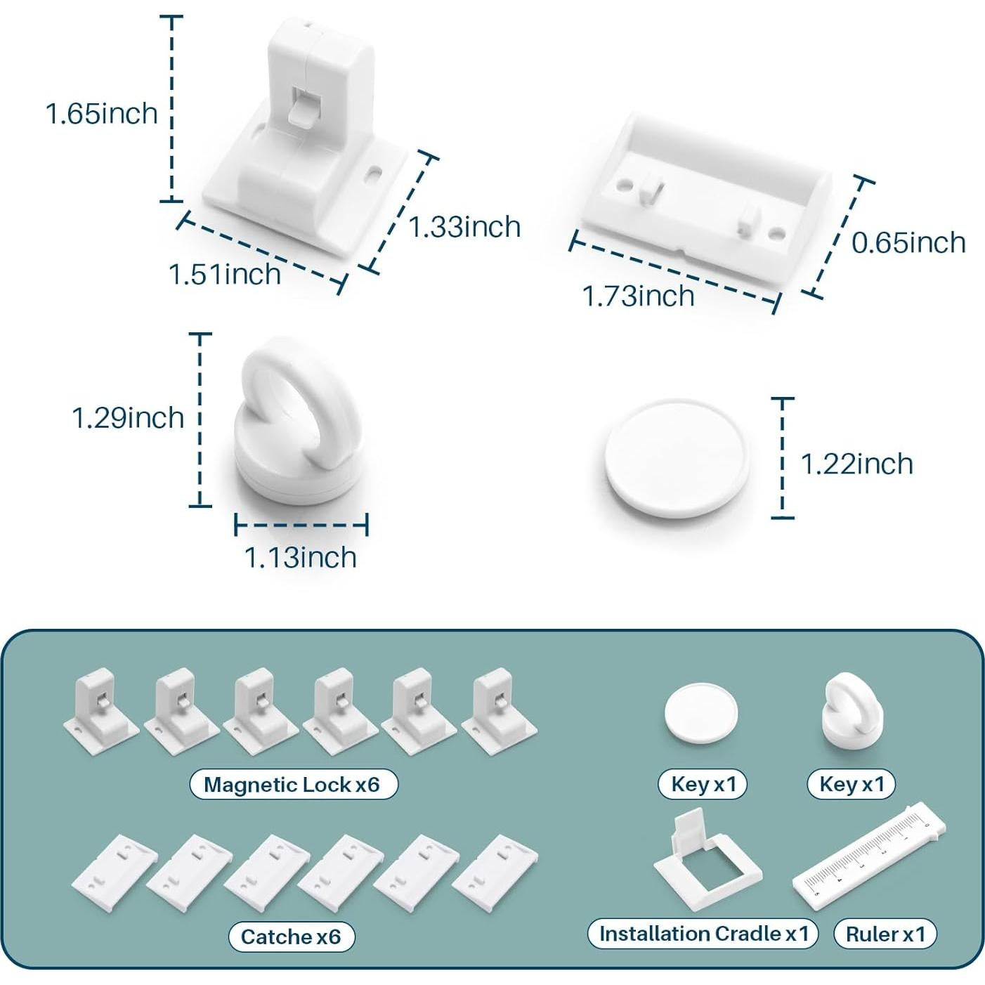 Cerraduras Magnéticas Inaya para Gabinetes - 6 Pzas, Seguridad Infantil