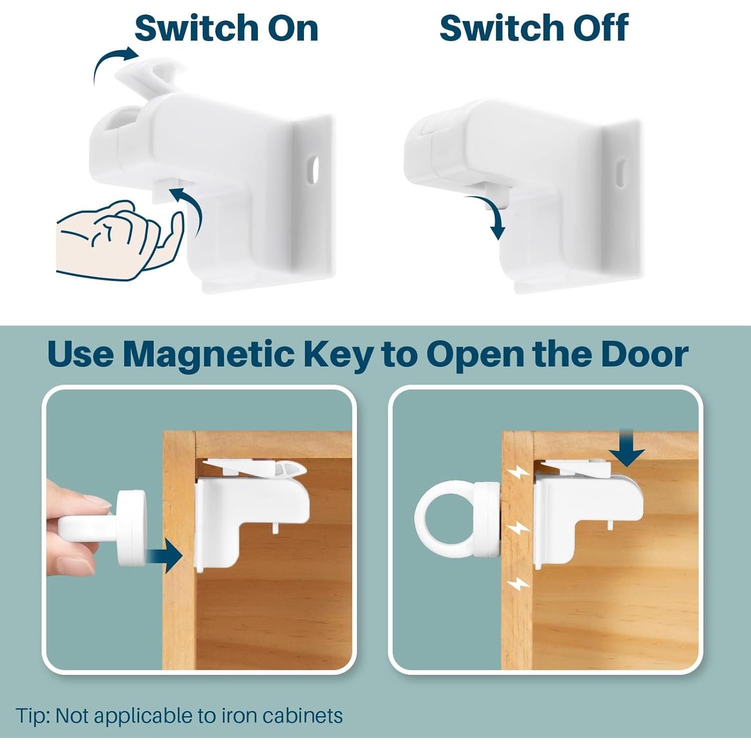 Cerraduras Magnéticas Inaya para Gabinetes - 6 Pzas, Seguridad Infantil